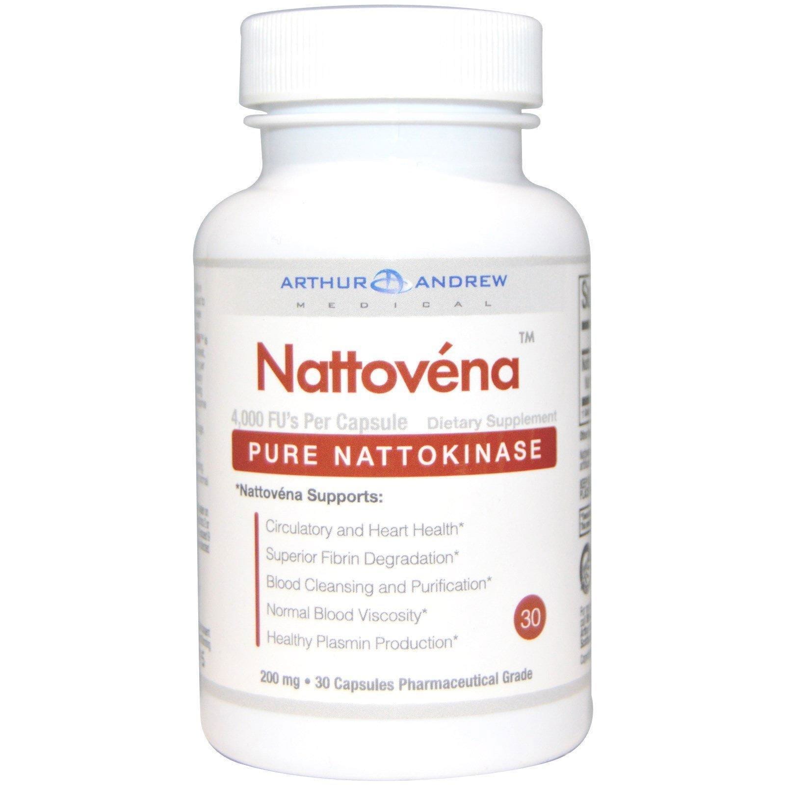 Arthur Andrew Medical, Nattovena, nattokinase pura, 200 mg, 30 cápsulas