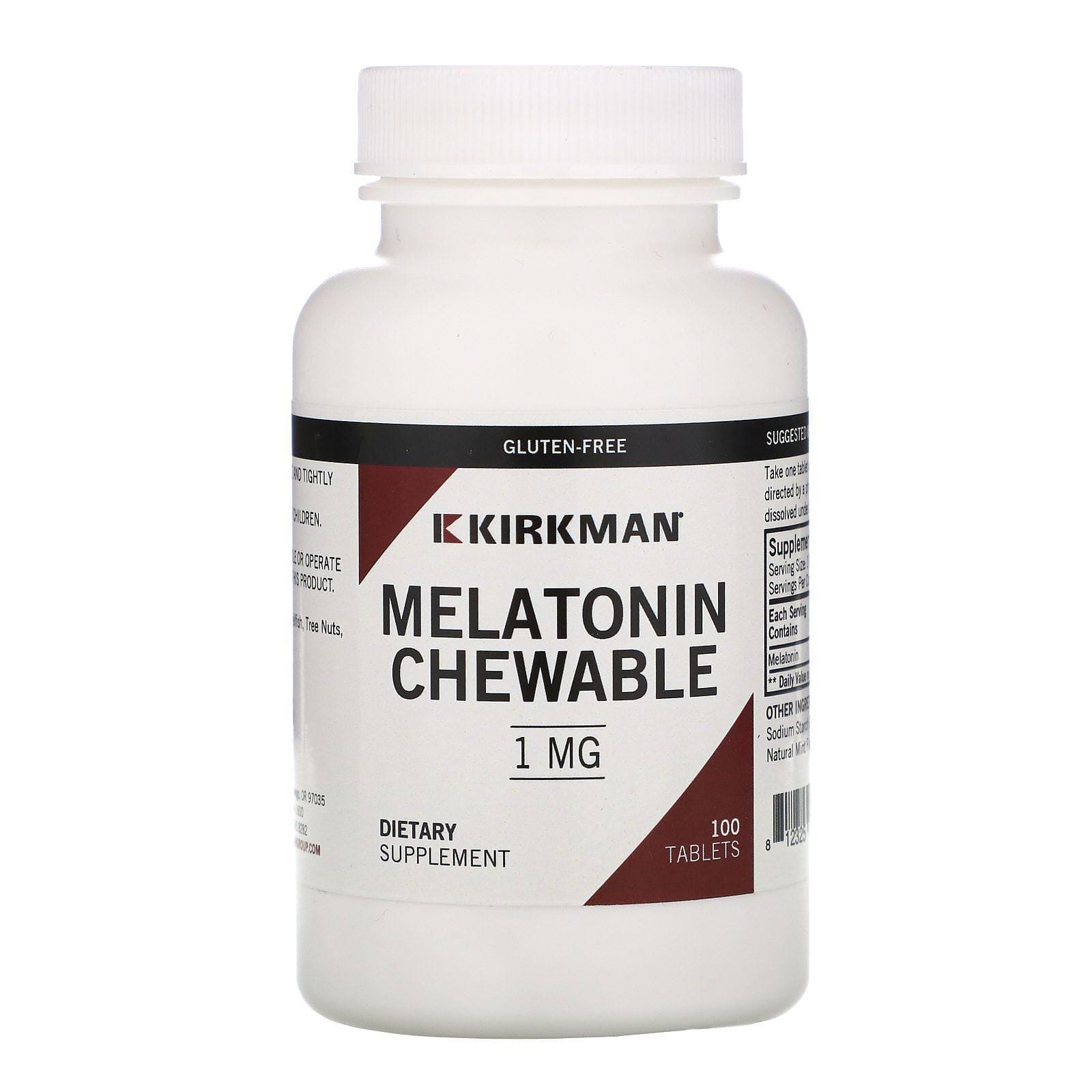 Kirkman Labs, Melatonina en comprimidos masticables, 1 mg, 100 comprimidos