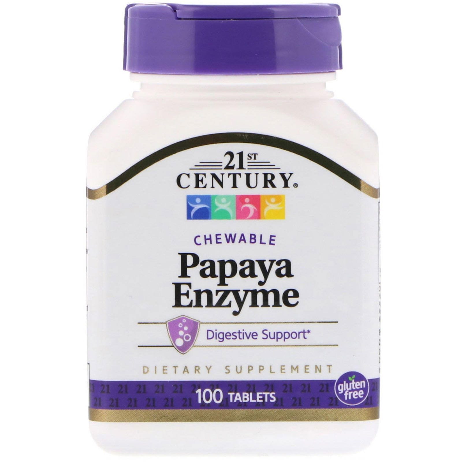 21st Century, Enzima de Papaya, 100 Tabletas Masticables