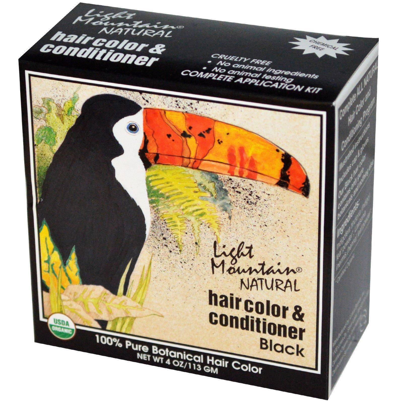 Light Mountain, Tintura natural y Acondicionador para el cabello, Negro, 4 oz (113 g)