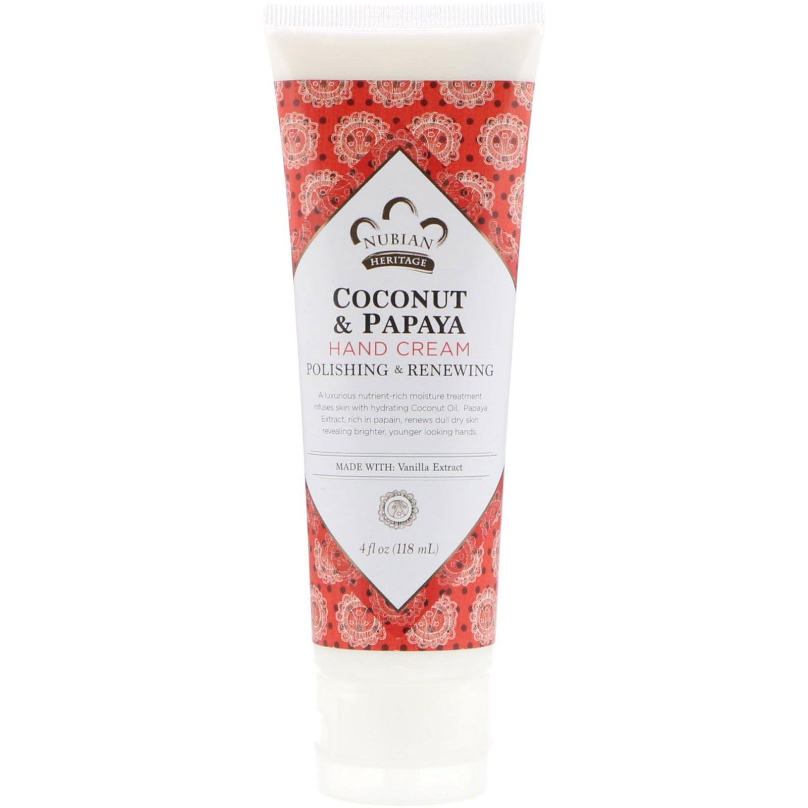Nubian Heritage, Crema para manos, Coco y papaya, 4 fl oz (118 ml)
