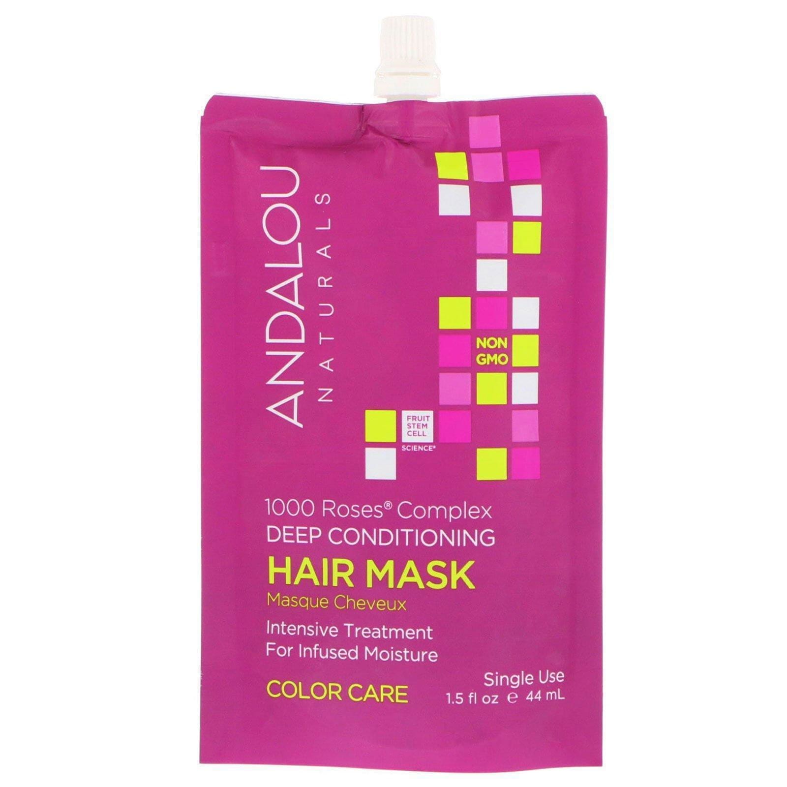 Andalou Naturals, 1000 Roses Complex, Acondicionamiento profundo, Cuidado del color, Mascarilla de cabello, oz fl 1.5 (44 ml)
