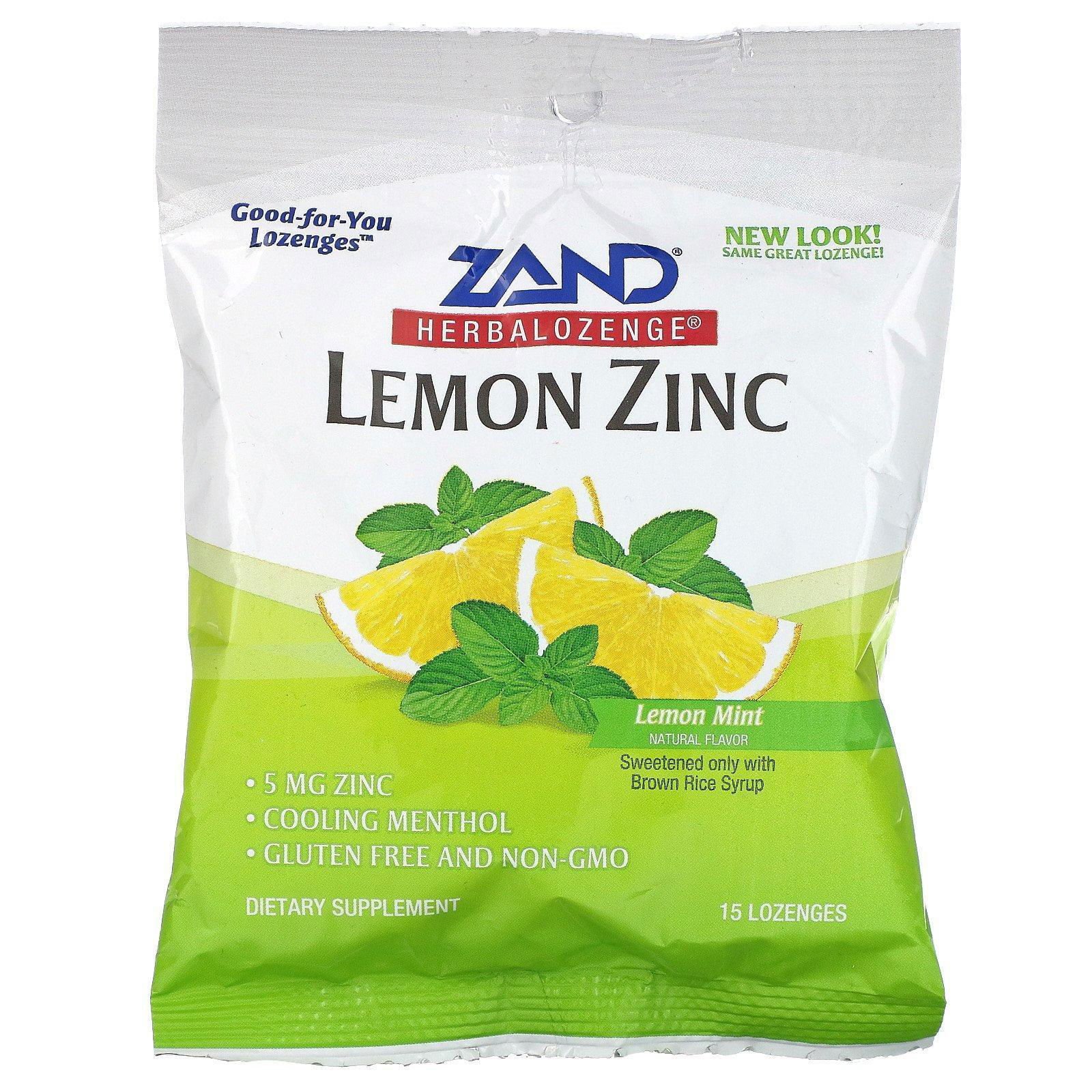 Zand, Limón Zinc, Herbalozenge, sabor natural a limón, 15 pastillas