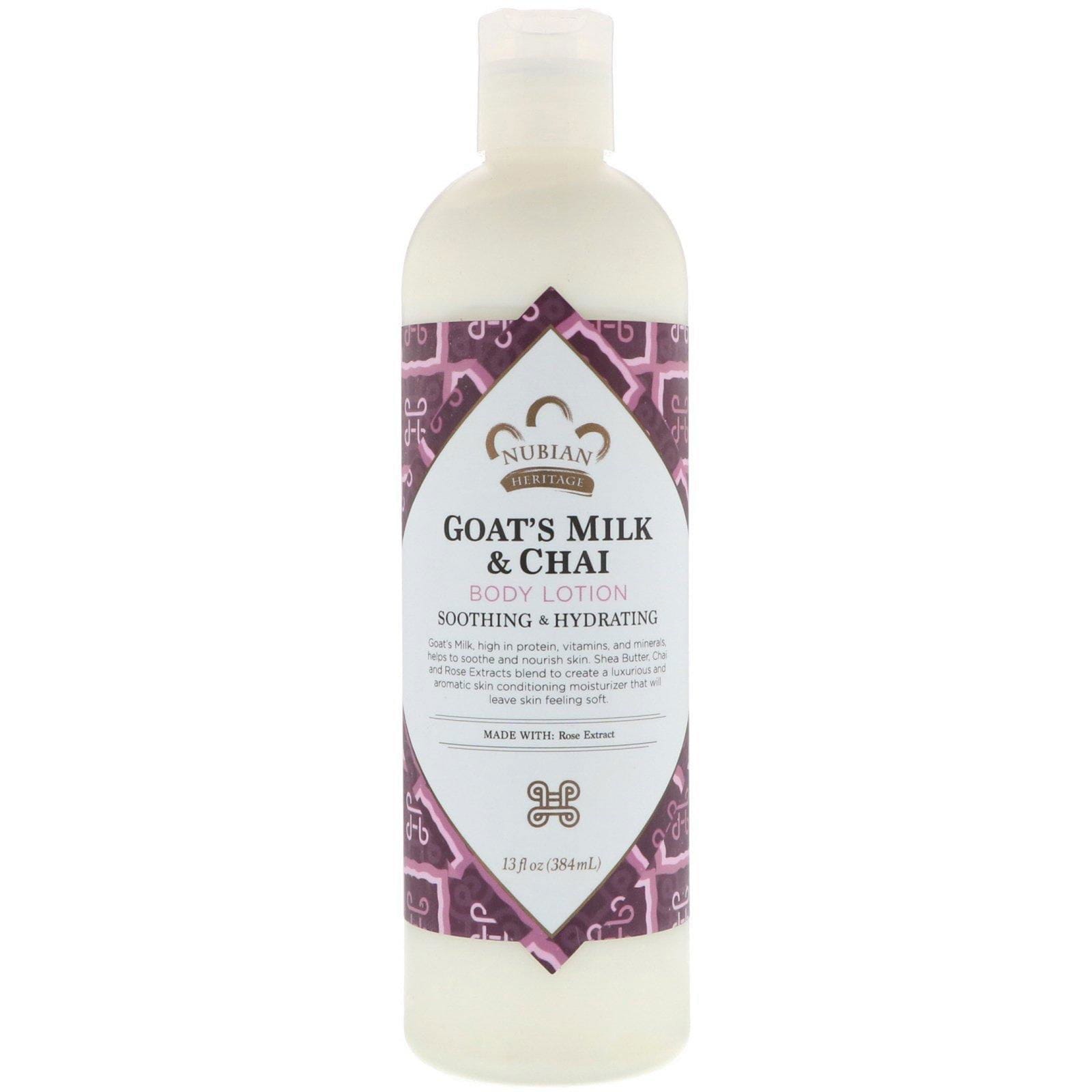 Nubian Heritage, Loción corporal, leche de cabra y chai, 13 oz fl (384 ml)