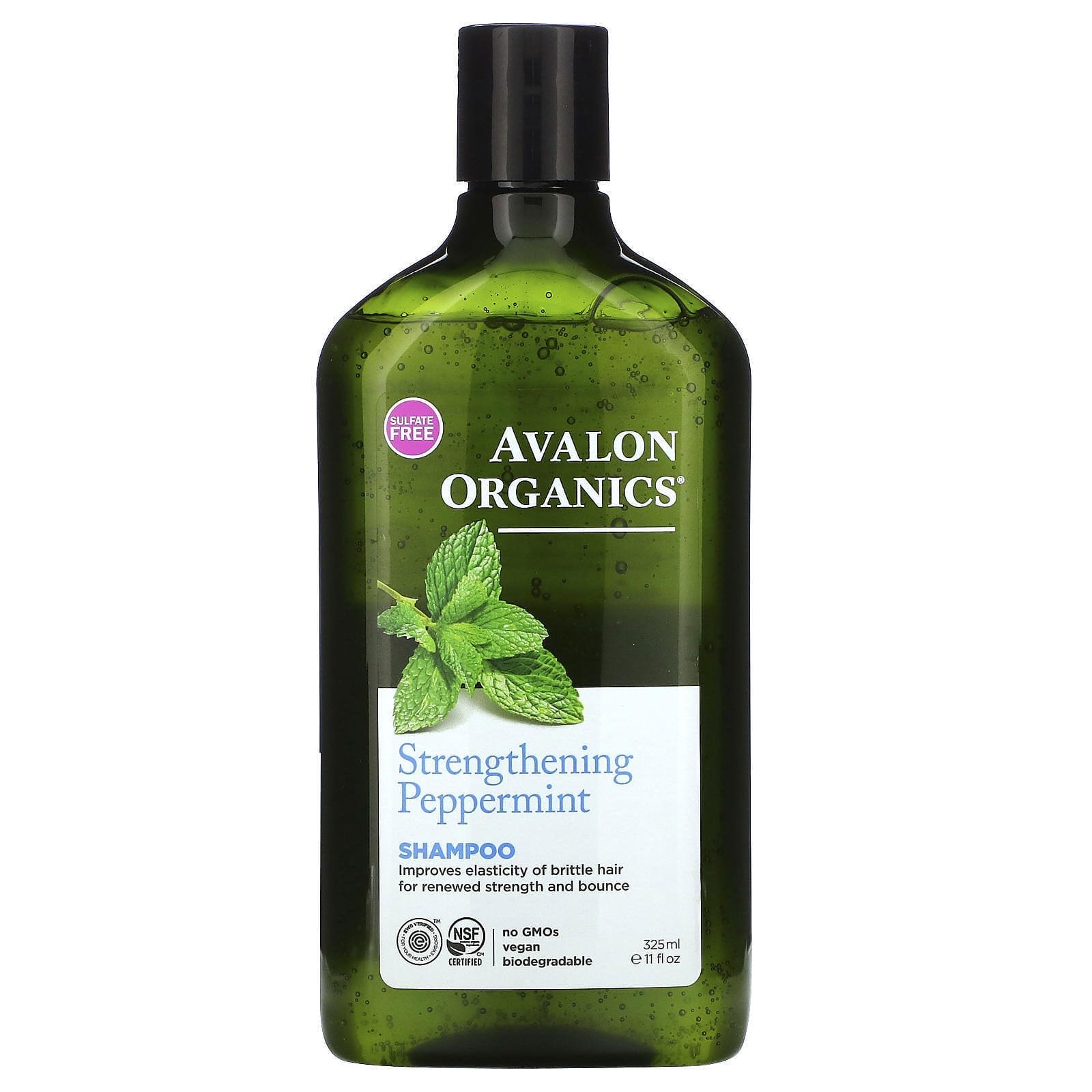 Avalon Organics, Champú, Menta Fortificante, 11 fl oz (325 ml)