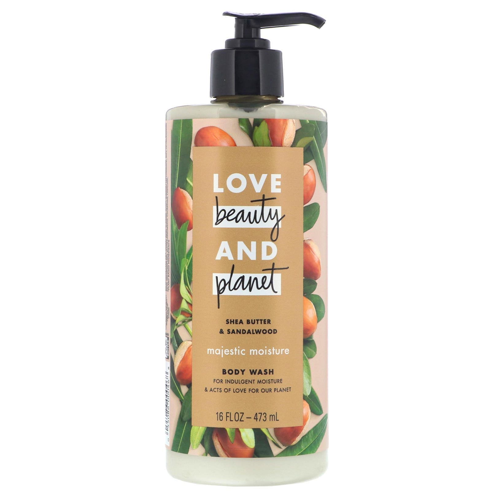 Love Beauty and Planet, Jabón líquido de humectación intensa para el cuerpo, Majestic Moisture, Manteca de karité y sándalo, 473 ml (16 oz. líq.)