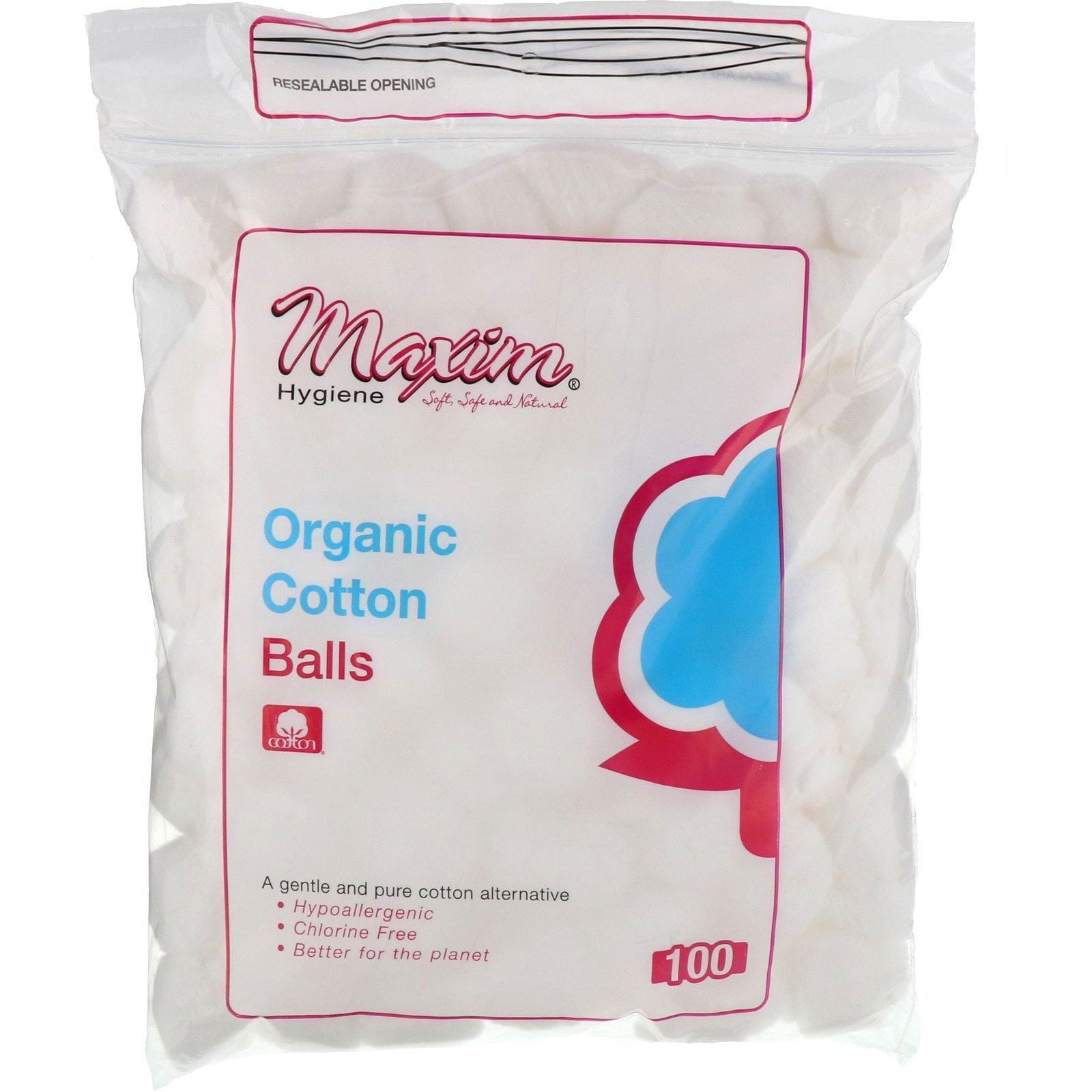 Maxim Hygiene Products, Bolas algodón orgánico, 100 unidades