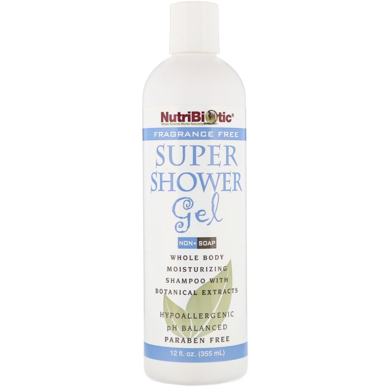 NutriBiotic, Súper gel de ducha, Sin fragancia, Sin jabón, 12 fl. Oz (355 ml)