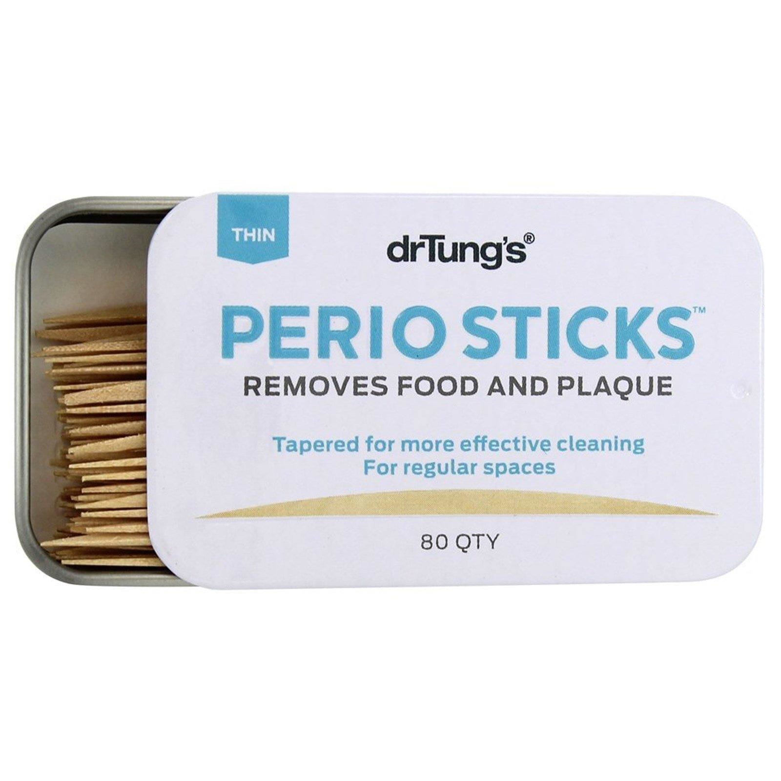 Dr. Tung's, Perio Sticks, removedores de placa, delgados, 80 palitos