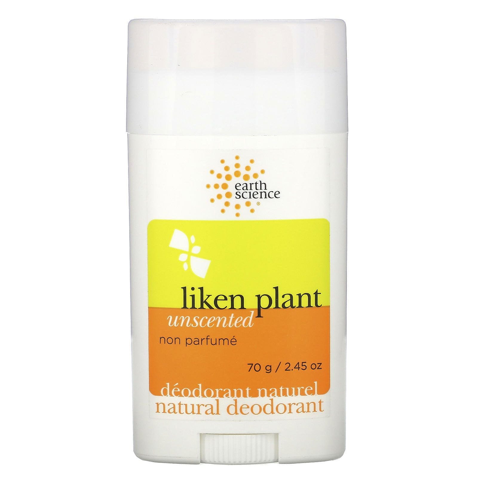 Earth Science, Desodorante natural, de plantas, sin perfume, 70 g (2,5 oz)