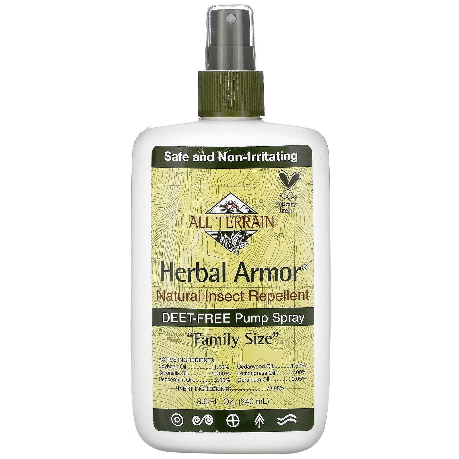 All Terrain, Herbal Armor, Repelente de Insectos Natural, Sin DEET Pulverizador, 8.0 fl oz (240 ml)