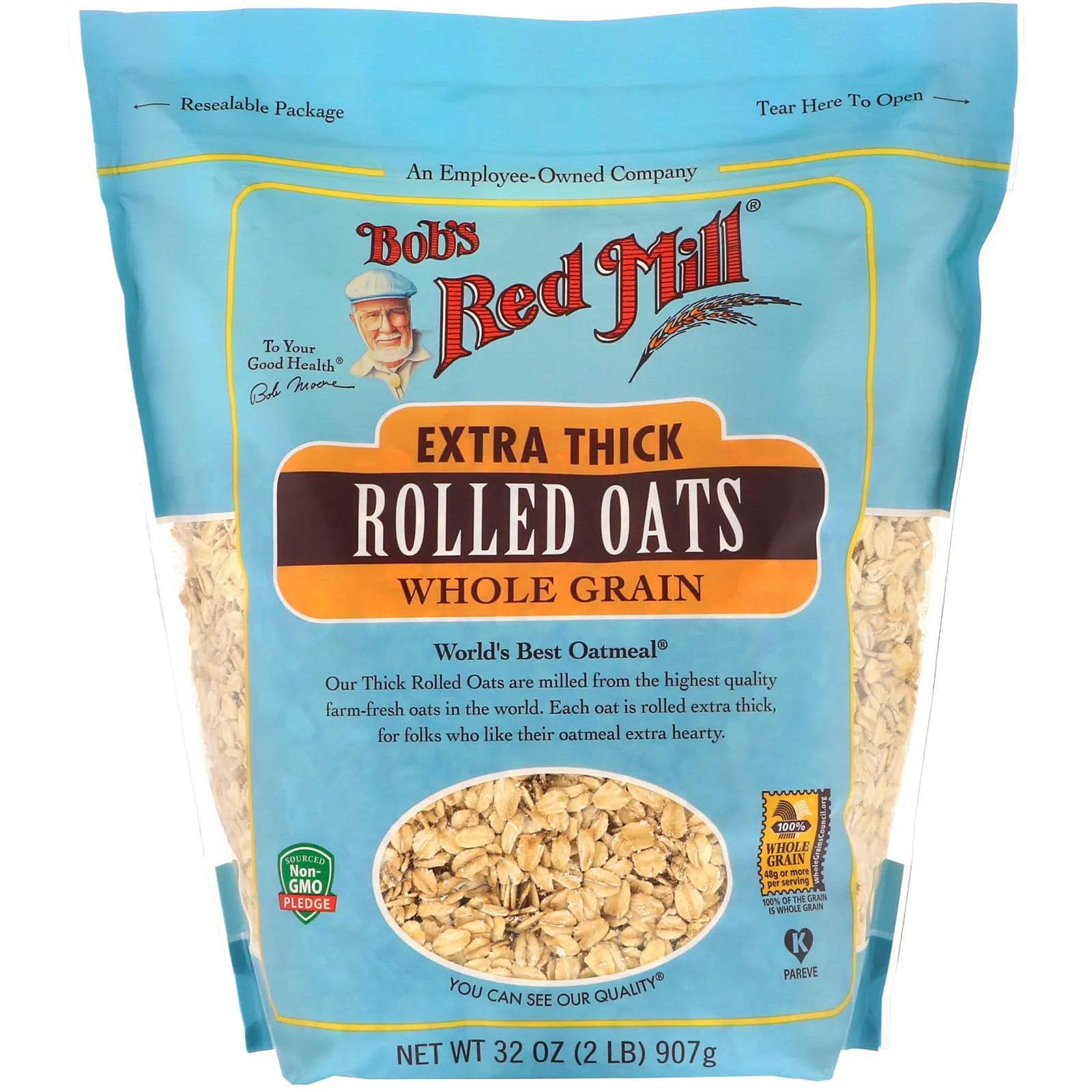 Bob's Red Mill, Avena arrollada extragruesa, integral, sin gluten, 907 g (32 oz)
