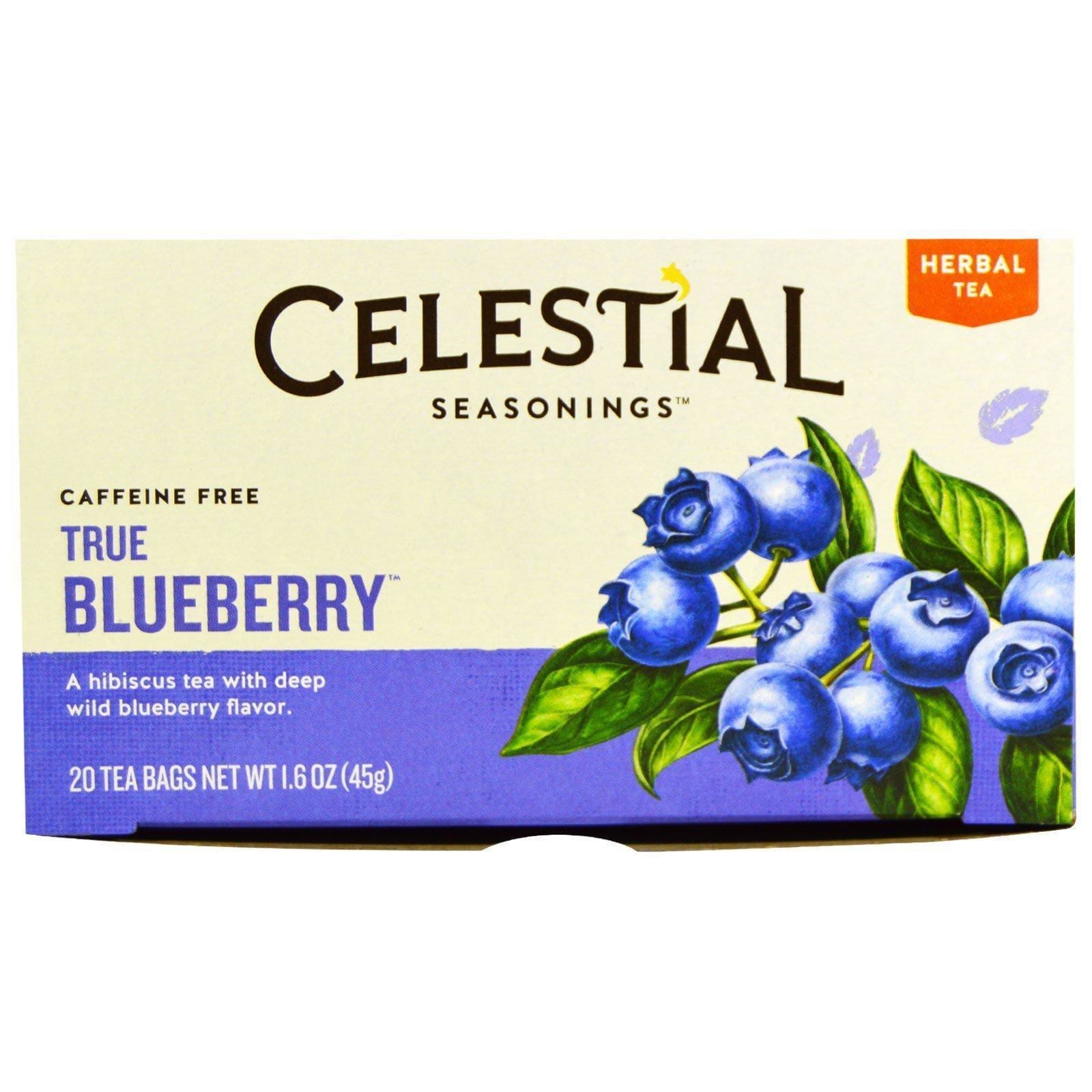Celestial Seasonings, Té Herbal, Sin Cafeína, Moras Azules Auténticas, 20 Bolsitas de Té, 1.6 oz (45 g)