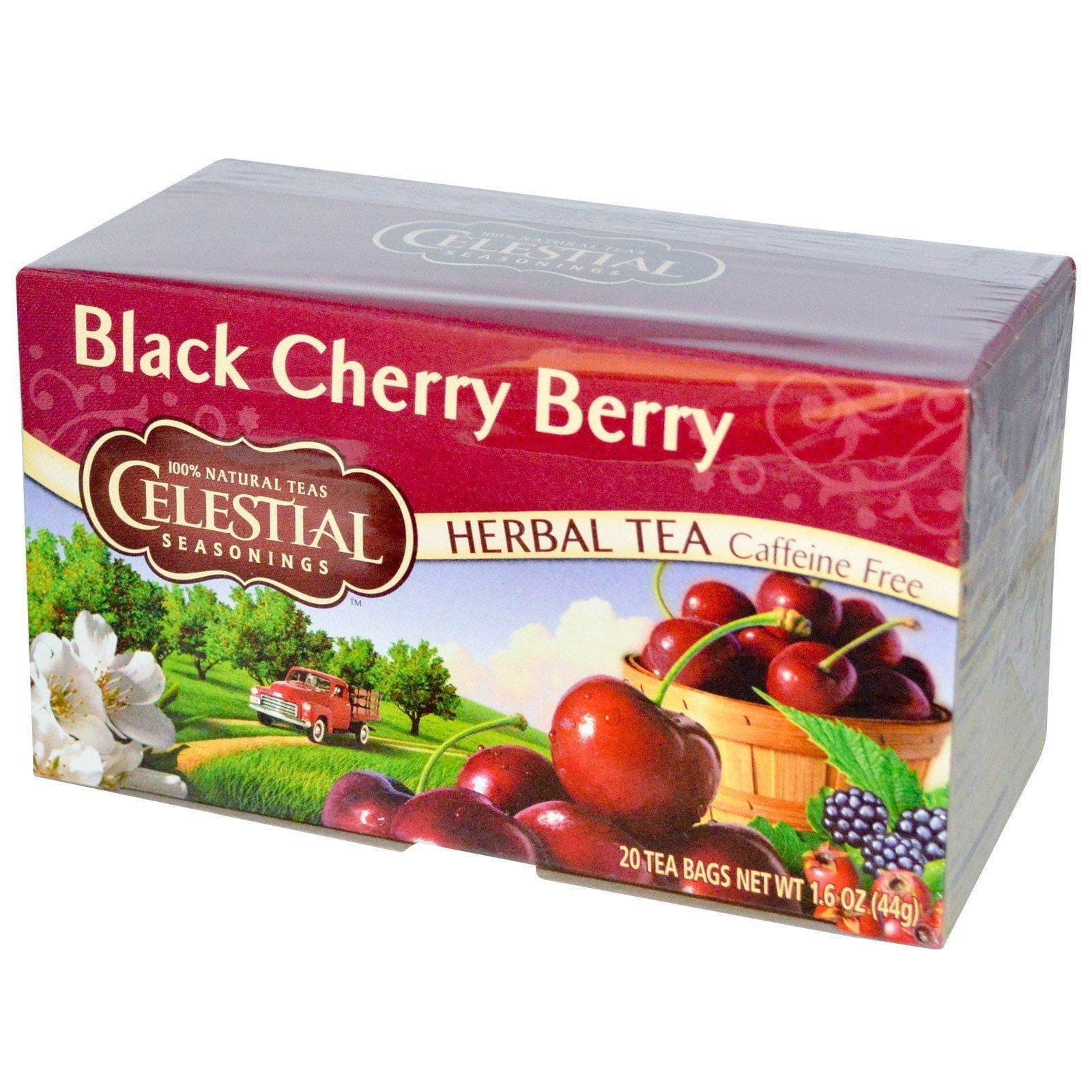 Celestial Seasonings, Té de hierbas, baya de cereza negra, sin cafeína, 20 bolsitas de té, 1,6 oz (44 g)