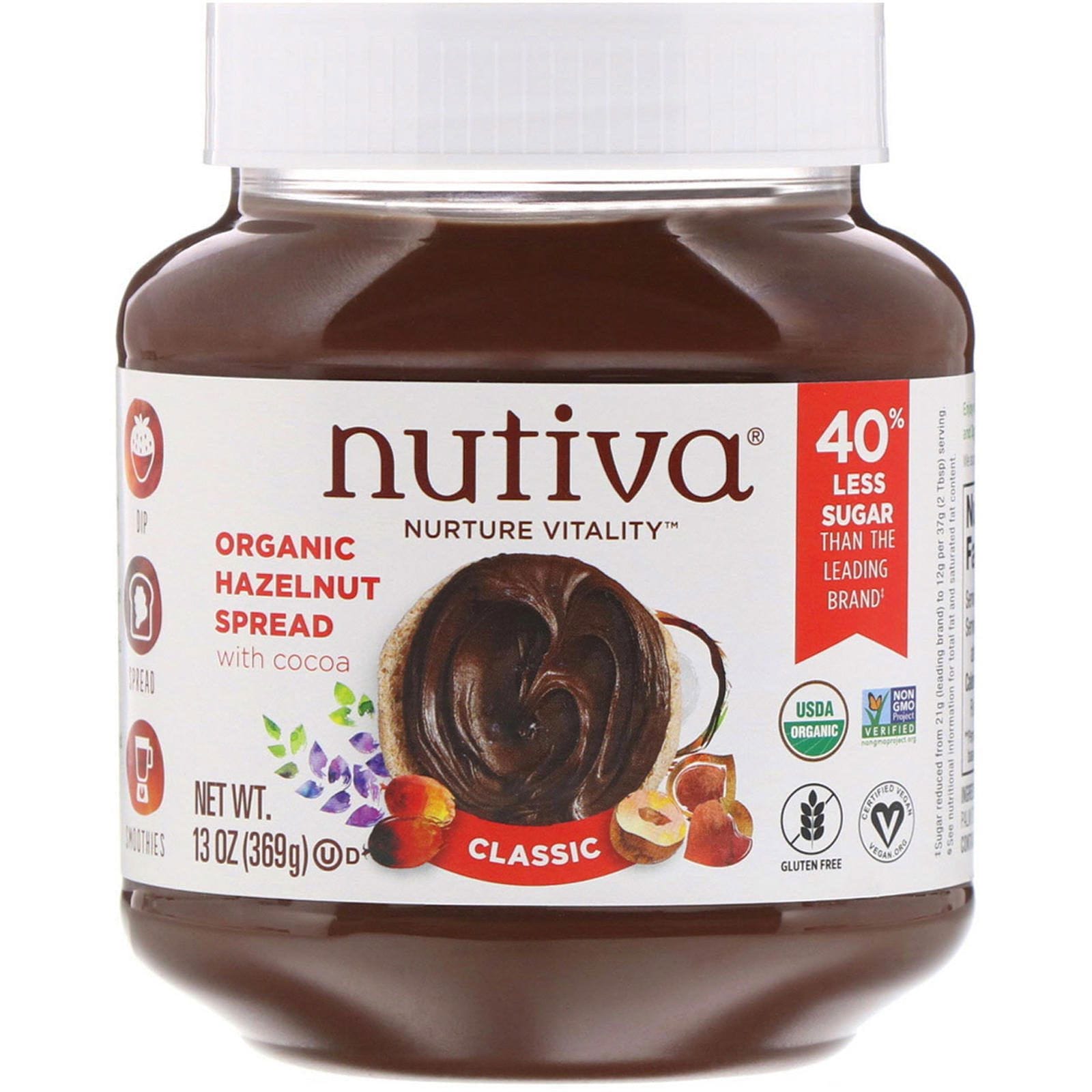 Nutiva, Avellana orgánica untada, clásica, 13 oz (369 g)