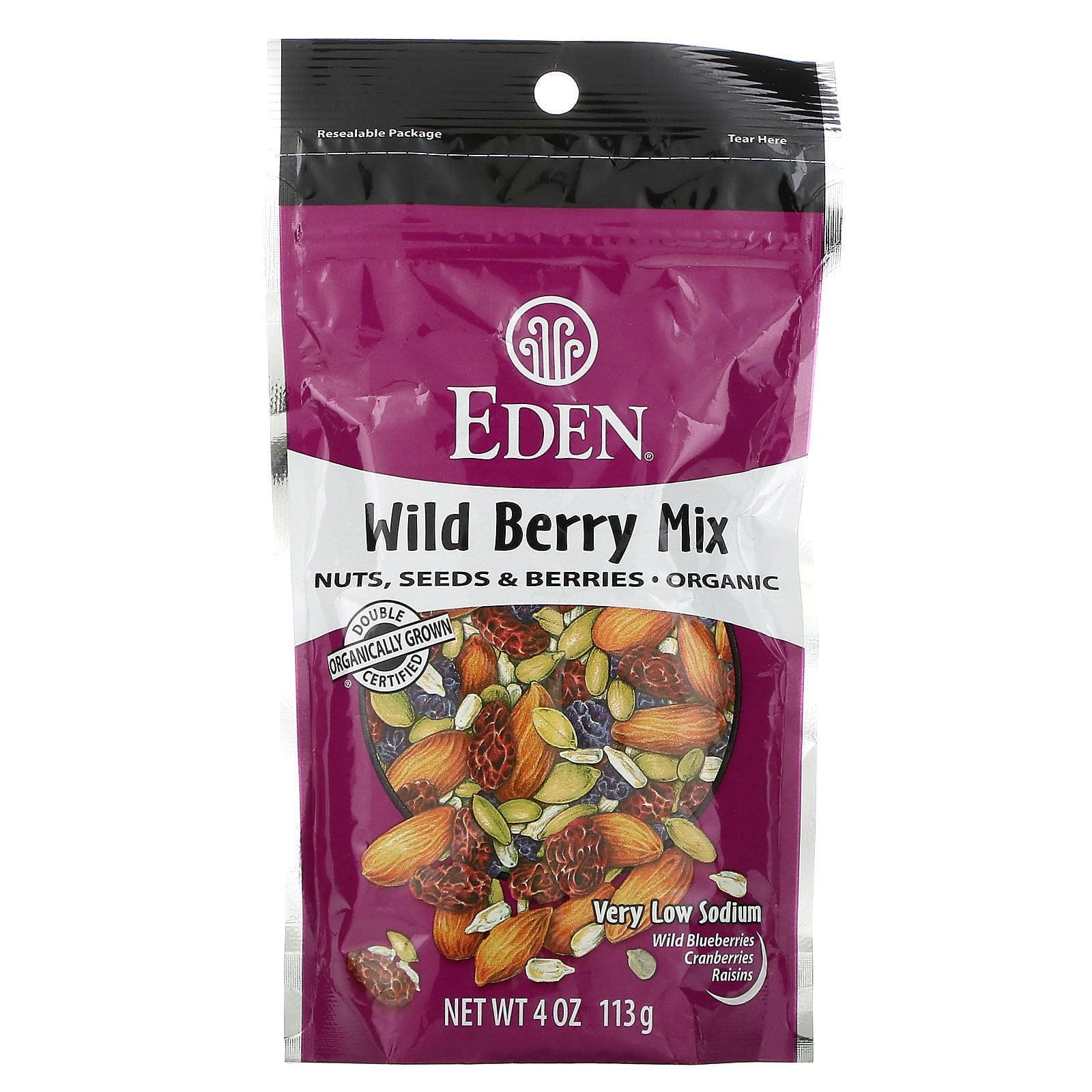 Eden Foods, Orgánica, mezcla de frutos silvestres, nueces, semillas y bayas, 4 oz (113 g)