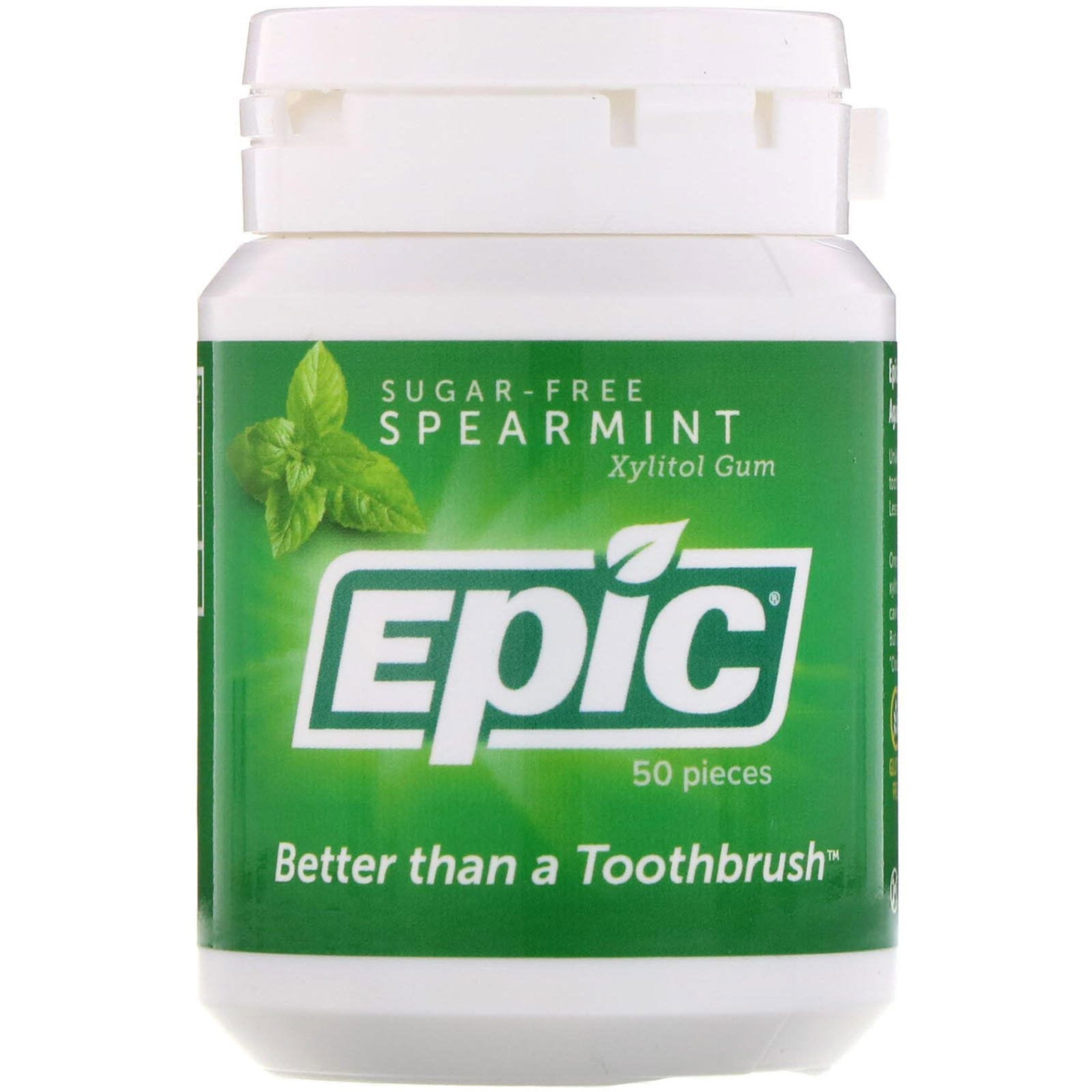 Epic Dental, Goma de Xilitol, Sin azúcar, Menta, 50 unidades