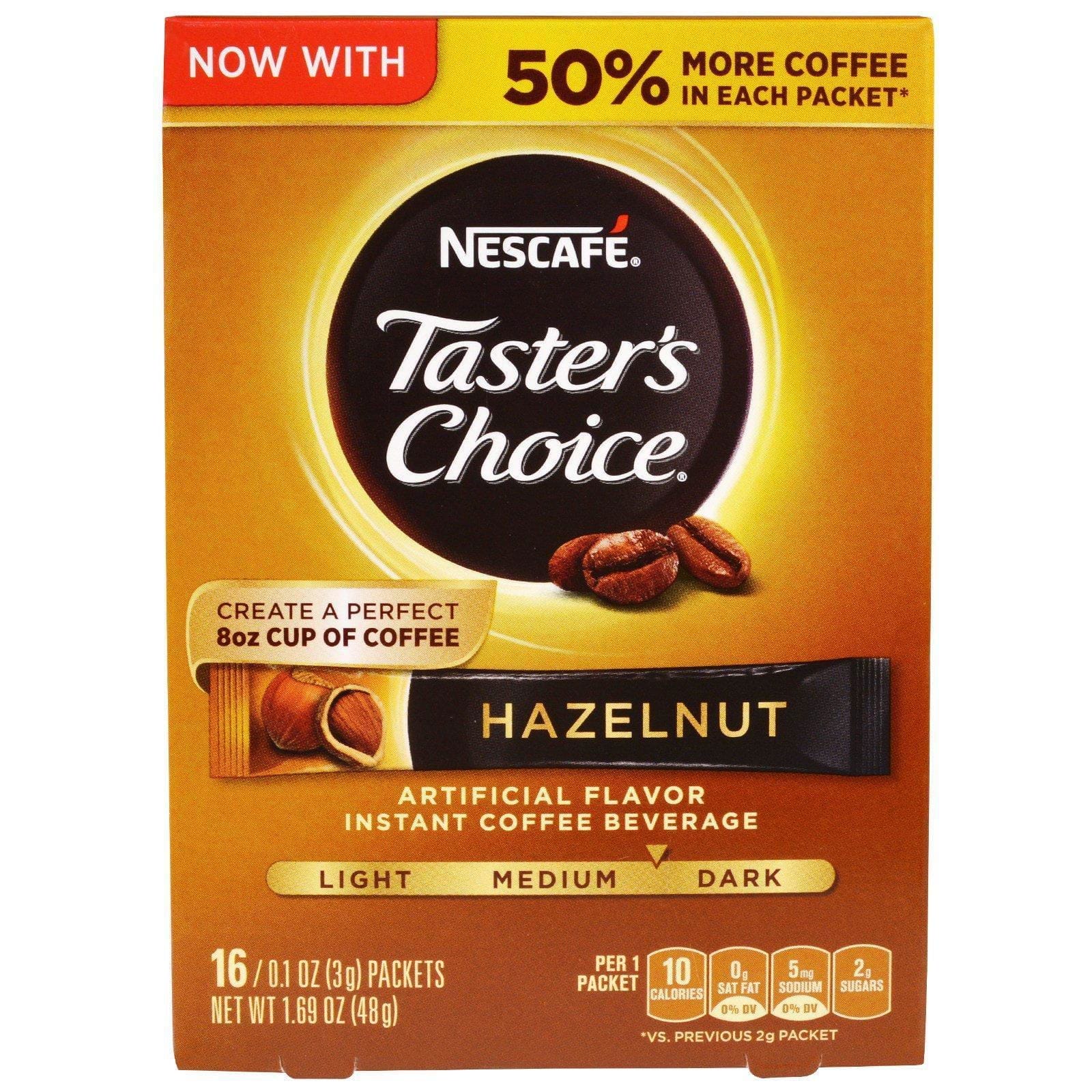 Nescafé, Taster's Choice, Bebida Instantánea de Café, Avellana, 16 Paquetes, 0.1 oz (3 g) Cada Uno