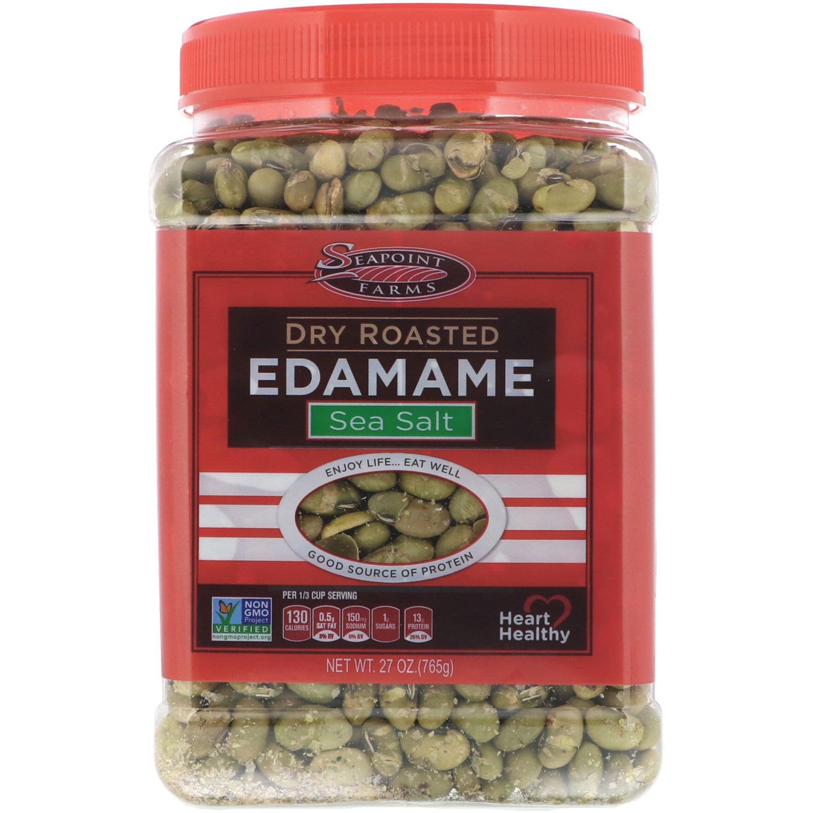 Seapoint Farms, Edamame tostado seco, sal marina , 27 onzas (765 gramos)