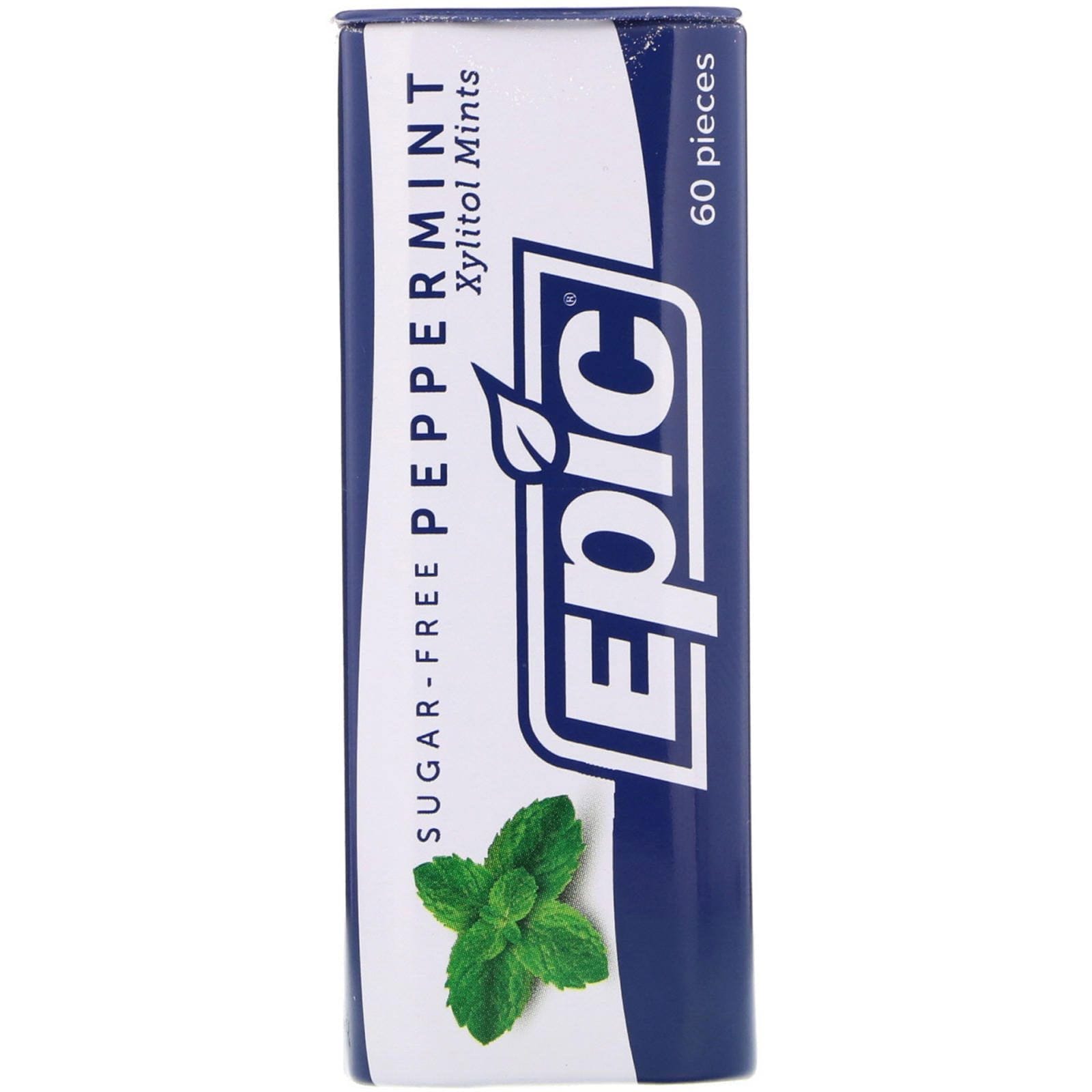 Epic Dental, 100 % endulzado con xilitol, mentas de hierbabuena, sin azúcar, 30 g