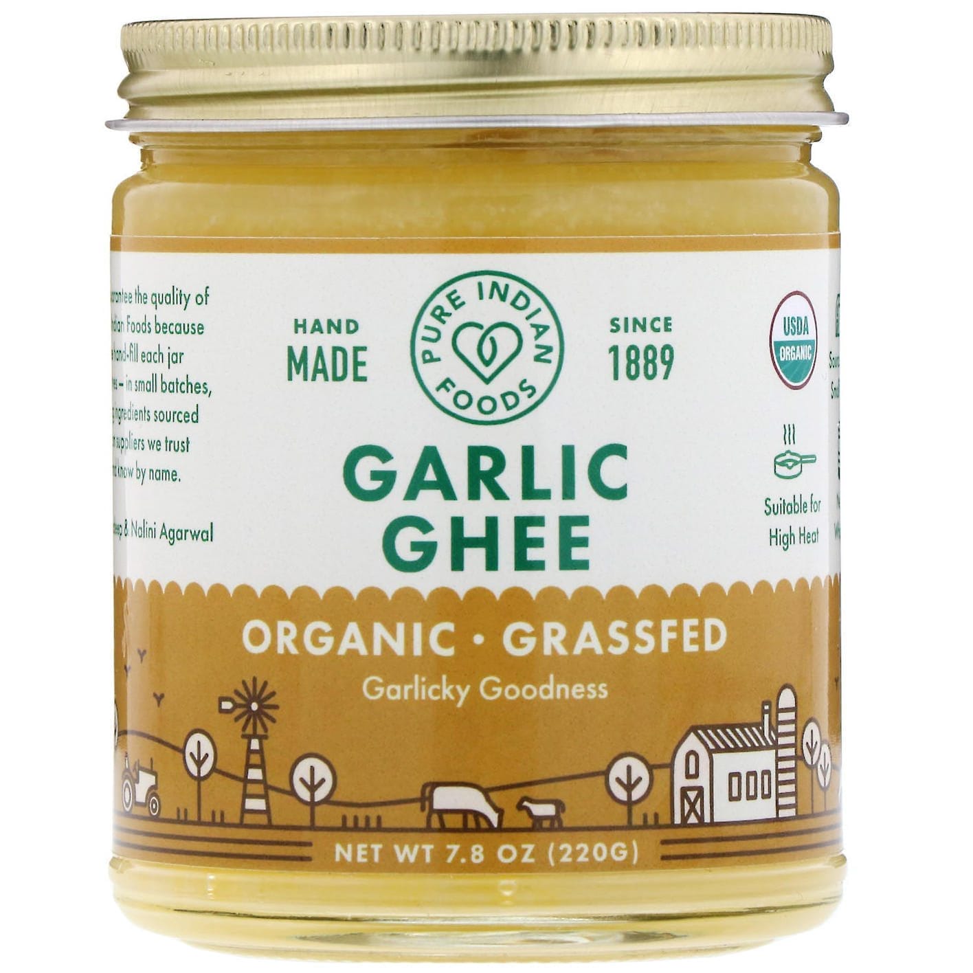 Pure Indian Foods, Ghee de ajo orgánico, 220 g (7,8 oz.)