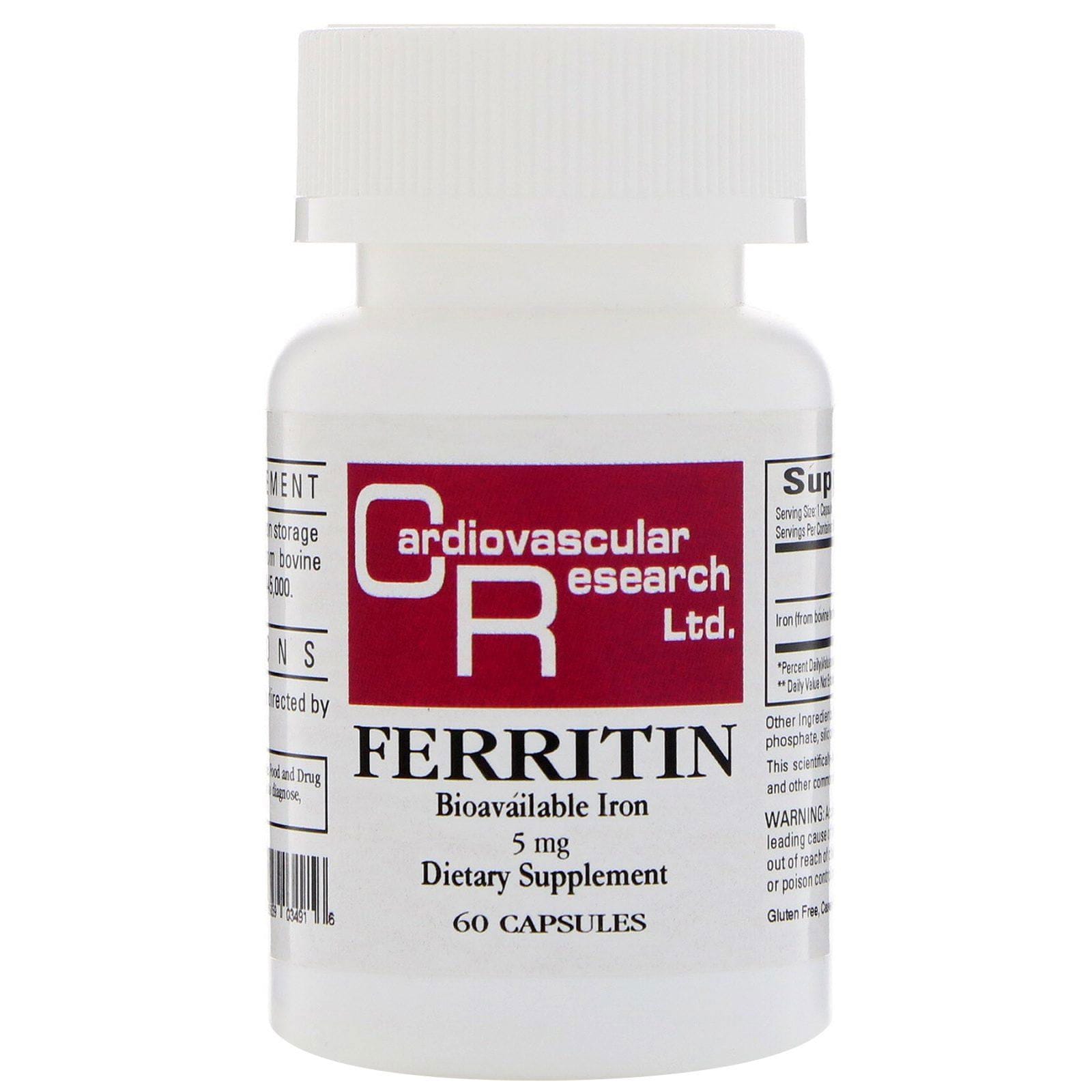 Cardiovascular Research, Ferritina, 5 mg, 60 Cápsulas
