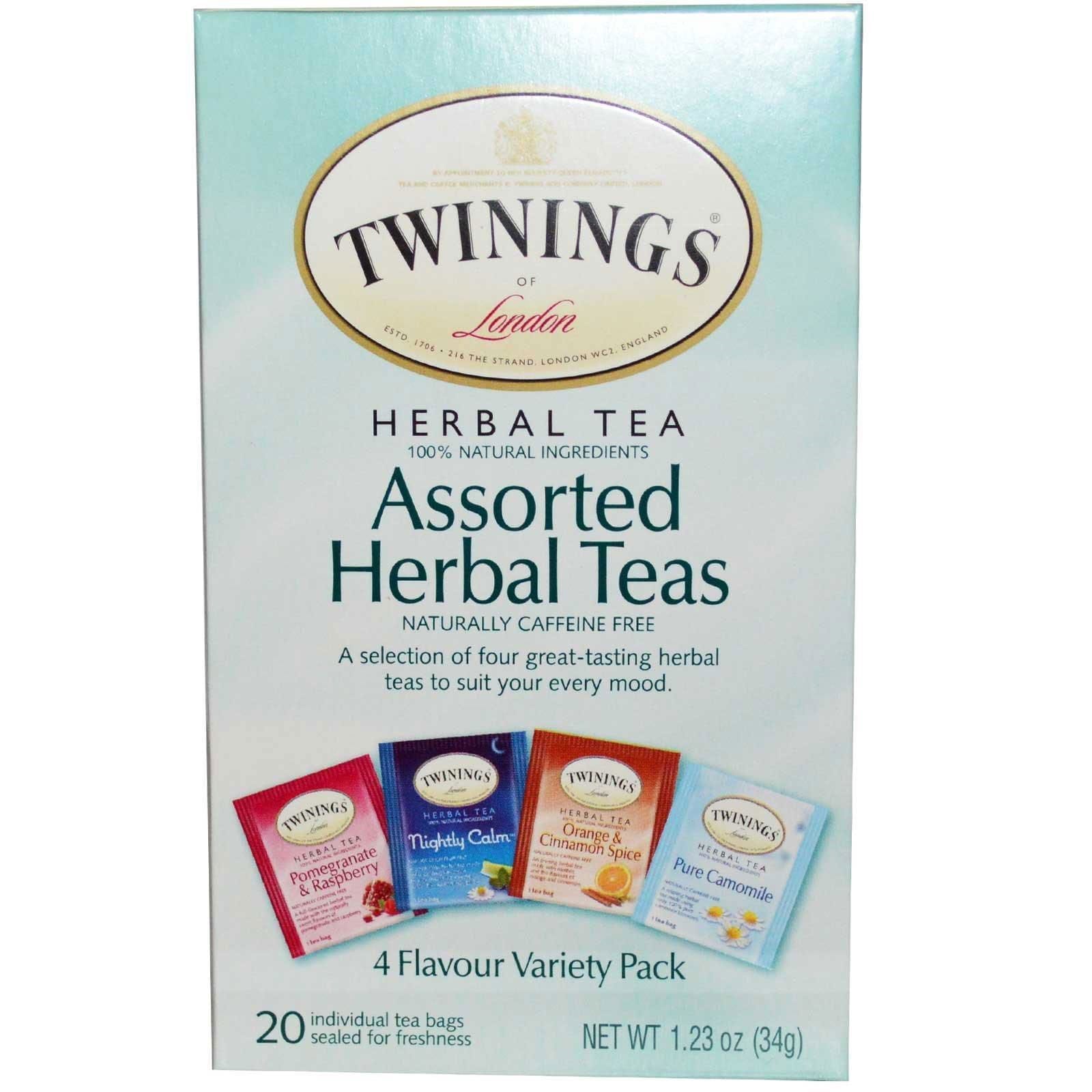 Twinings, Tés de hierbas surtidas, Paquete surtido, Sin cafeína, 20 Saquitos de té, 34 g (1,23 oz)