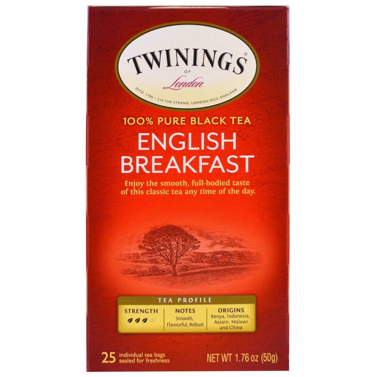 Twinings, Té inglés para desayuno, 25 saquitos individuales, 1.76 oz (50 g)