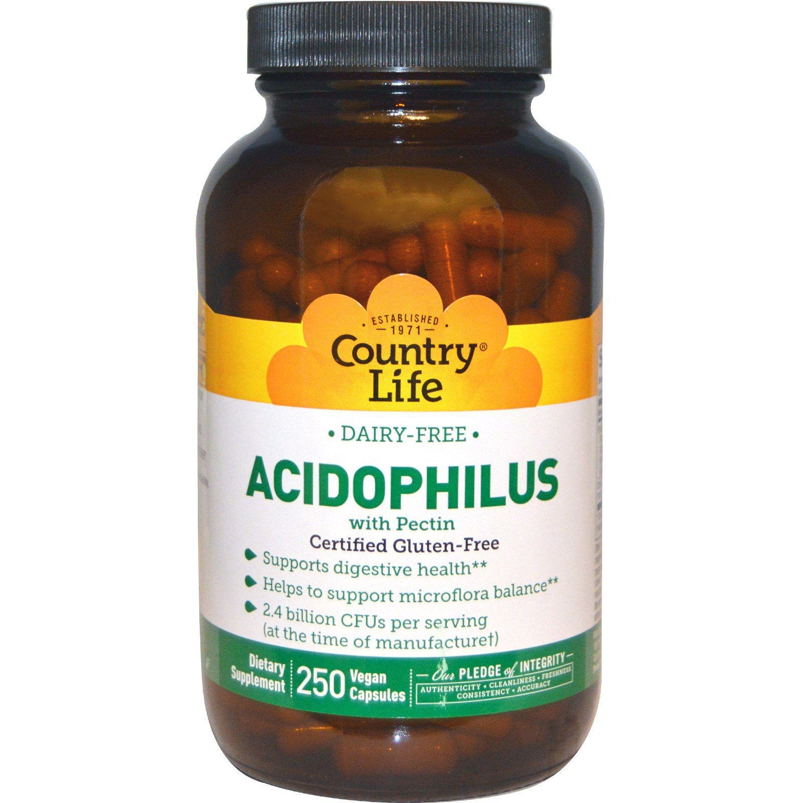 Country Life, Acidophilus con Pectina, 250 Cápsulas Vegetarianas