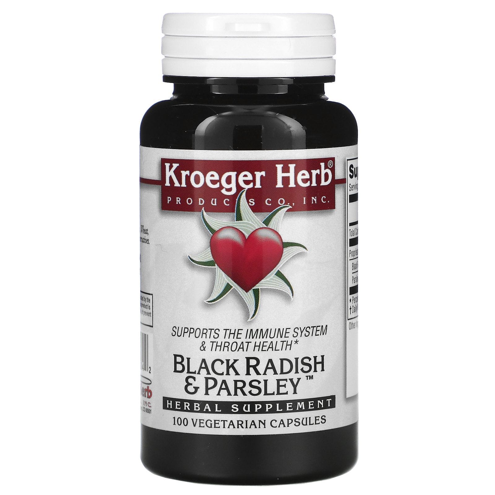 Kroeger Herb Co, Black Radish & Parsley, 100 Vegetarian Capsules