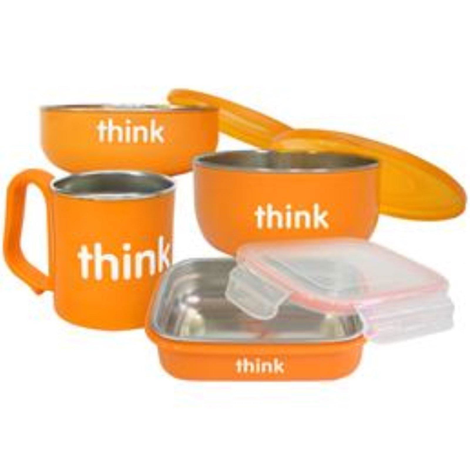 Think, El Conjunto Completo para Dar de Comer sin BPA, Naranja, 1 Conjunto