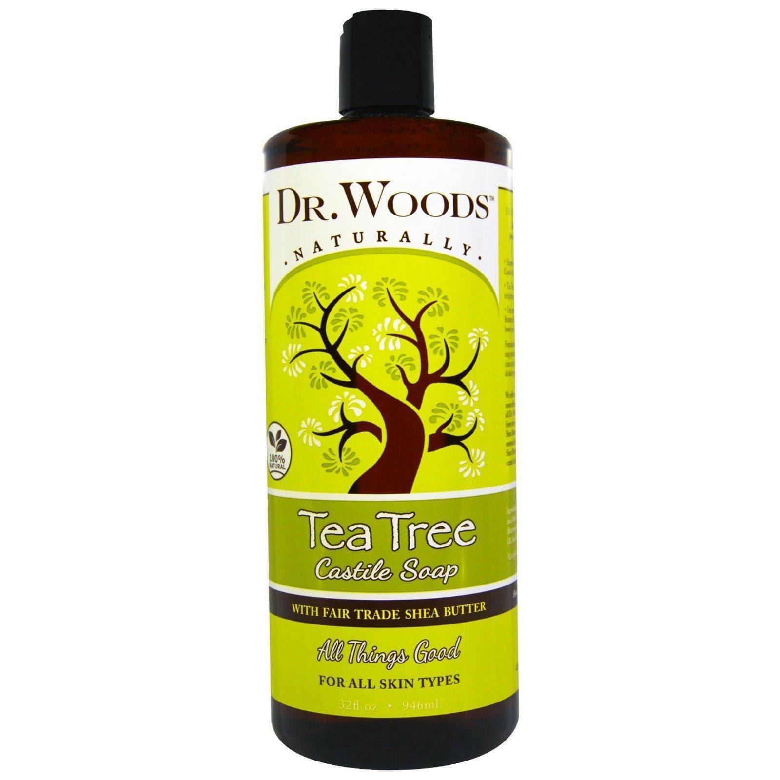 Dr. Woods, Jabón de Té de Árbol de Castilla con Manteca de Karité de Comercio Justo, 32 fl oz (946 ml)