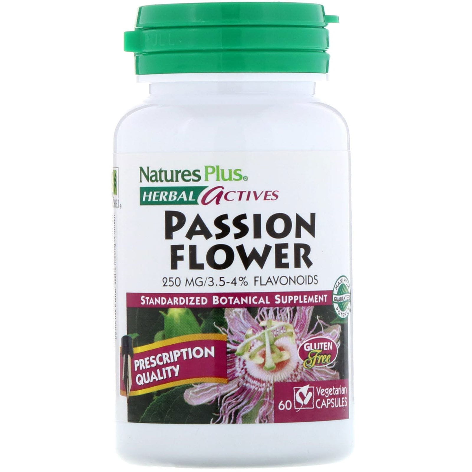 Nature's Plus, Activos herbarios, flor de la pasión, 250 mg, 60 cápsulas vegetales