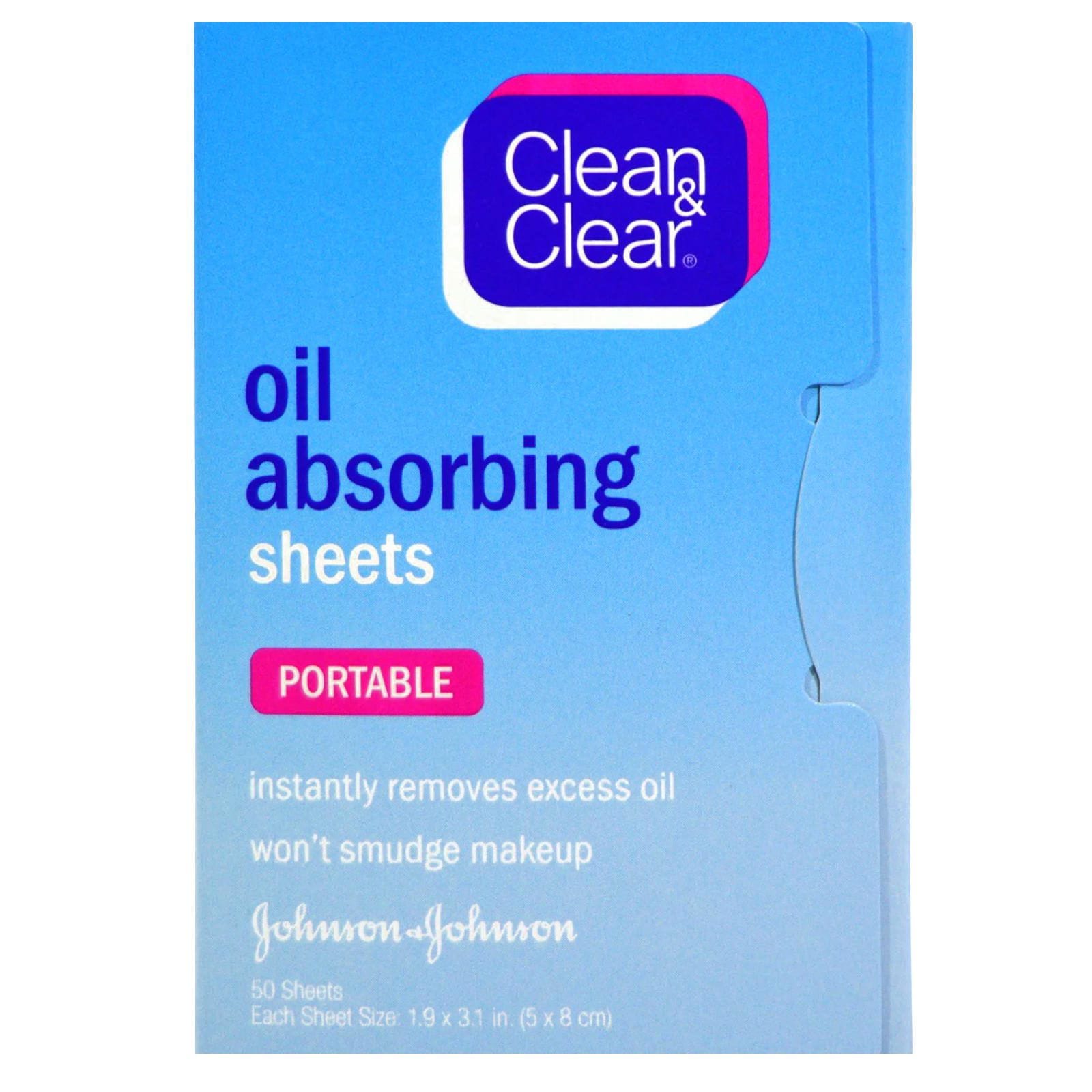 Clean & Clear, Láminas portátiles de absorción de oleosidad, 50 unidades