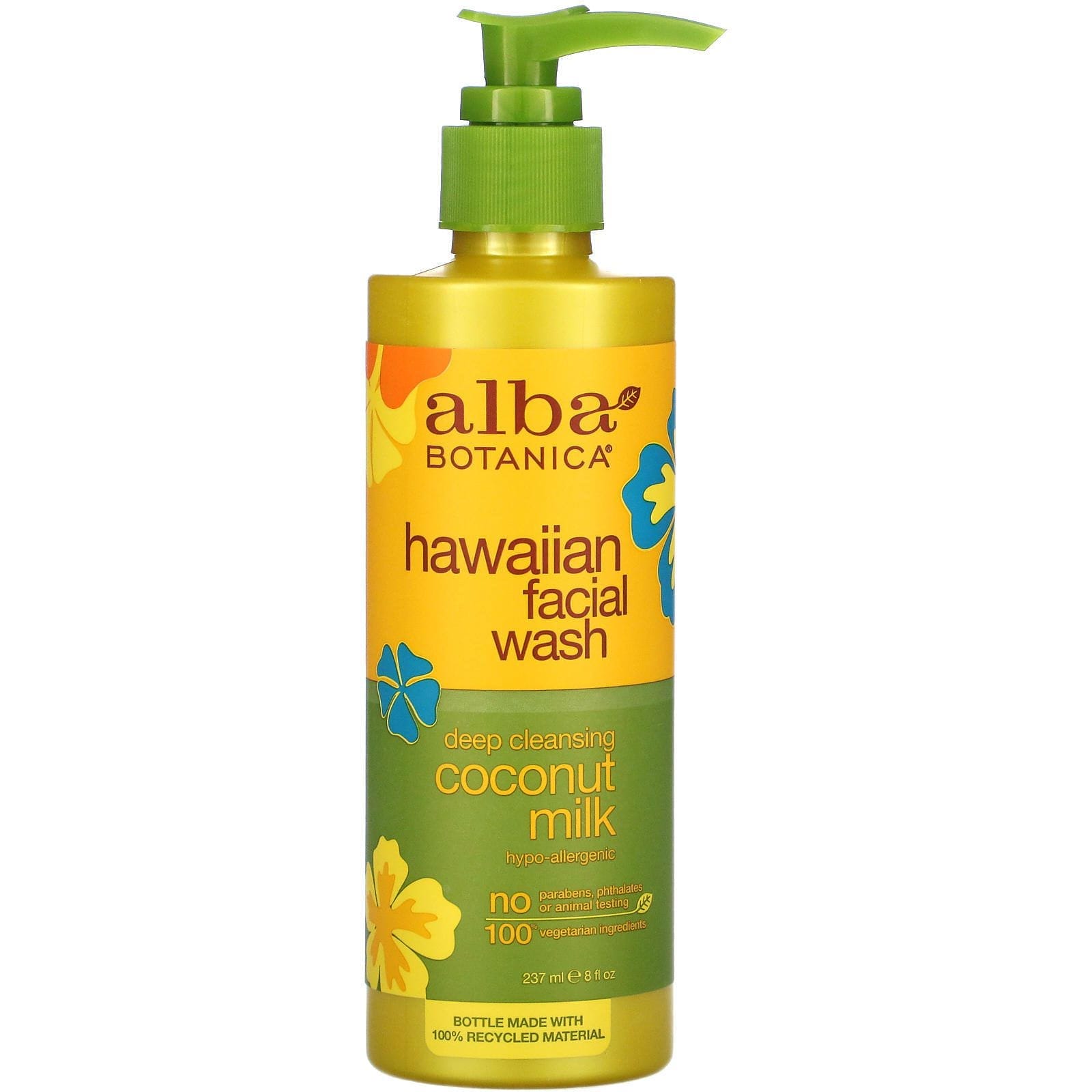Alba Botanica, Jabón líquido facial hawaiano, Leche de coco para una limpieza profunda, 237 ml (8 oz. líq.)