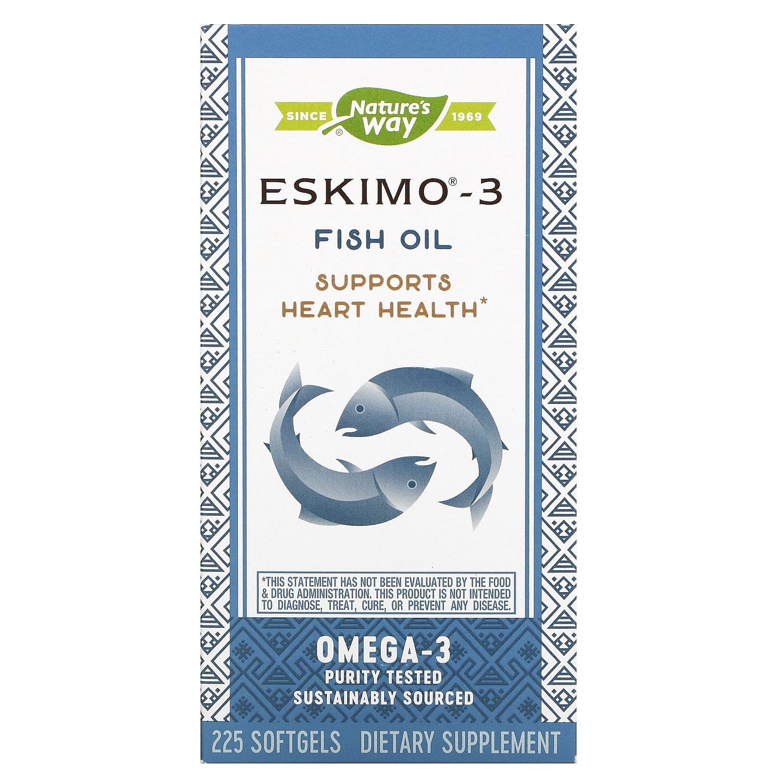 Enzymatic Therapy, Eskimo-3, Aceite de Pescado Estable Natural, 225 Pastillas Blandas de Gel