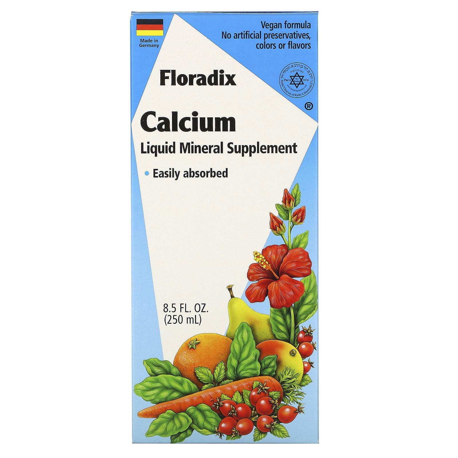 Flora, Floradix, calcio, suplemento mineral líquido, 8.5 fl oz (250 ml)