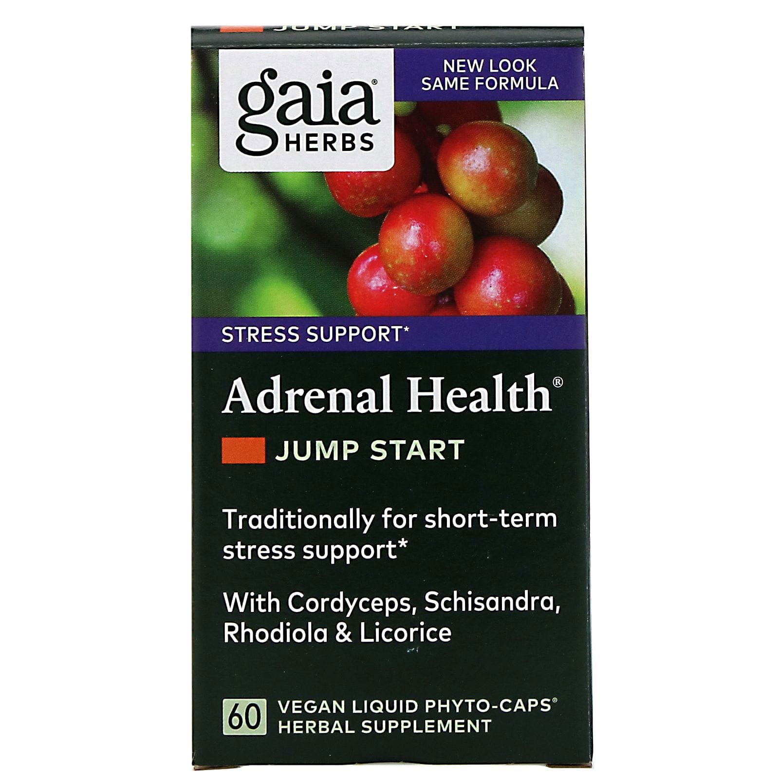 Gaia Herbs, Salud suprarrenal, Estimulante, 60 fitocápsulas líquidas veganas
