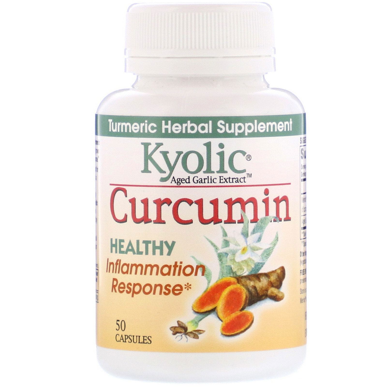 Kyolic, Extracto de ajo maduro, Curcumina, 50 cápsulas