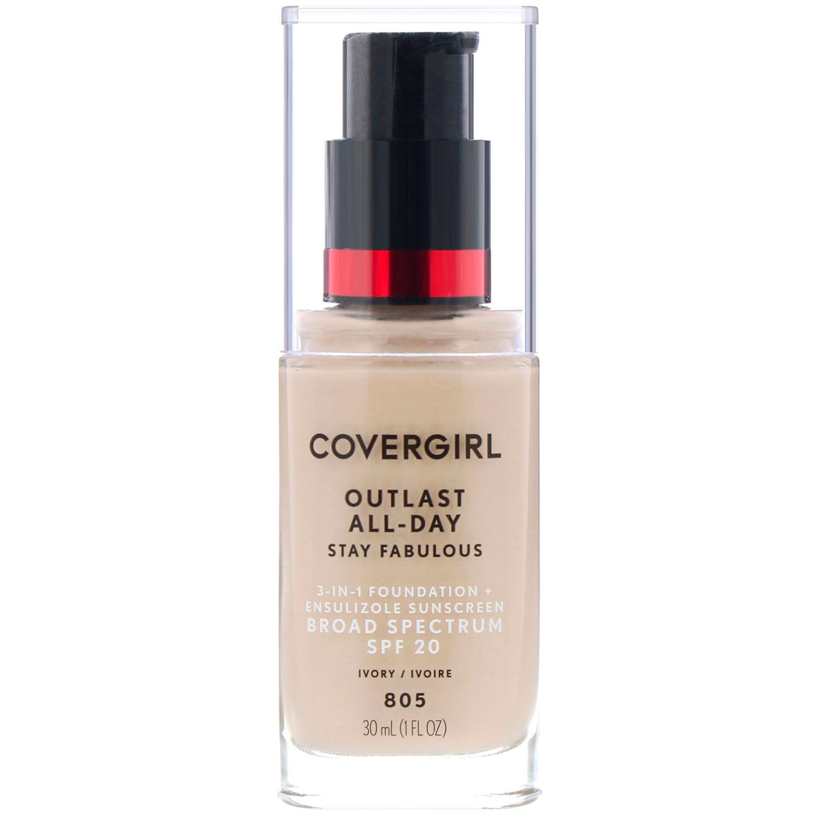 Covergirl, Outlast All-Day, Stay Fabulous, Base 3 en 1, 805 Marfil, 30 ml (1 oz. líq.)