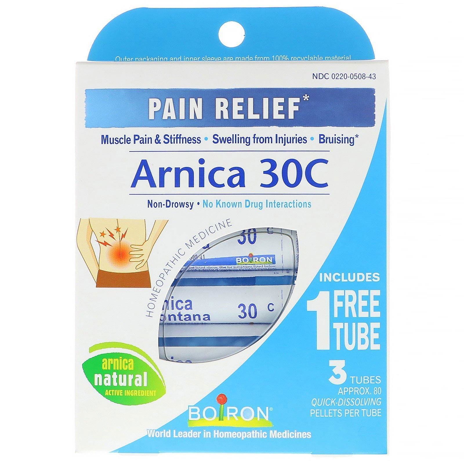 Boiron, Single Remedies, Árnica 30C, alivio del dolor, 3 tubos, 80 gránulos en c/u