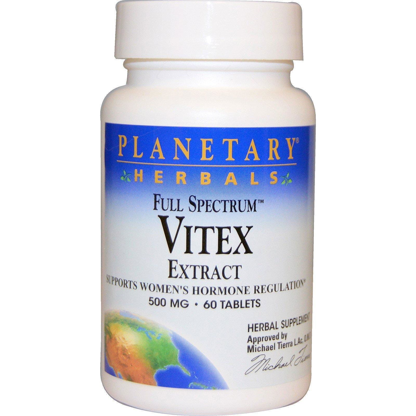 Planetary Herbals, Extracto de Vitex de amplio espectro, 500 mg, 60 comprimidos