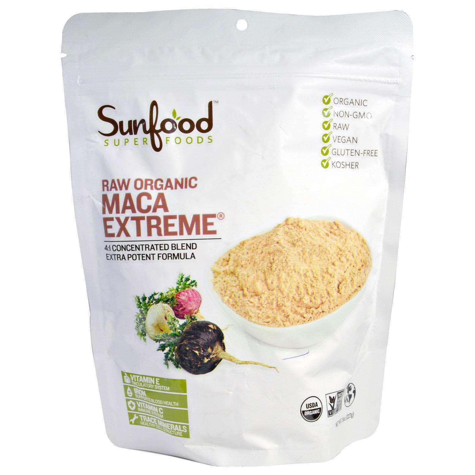 Sunfood, Maca cruda orgánica extrema, 8 oz (227 g)