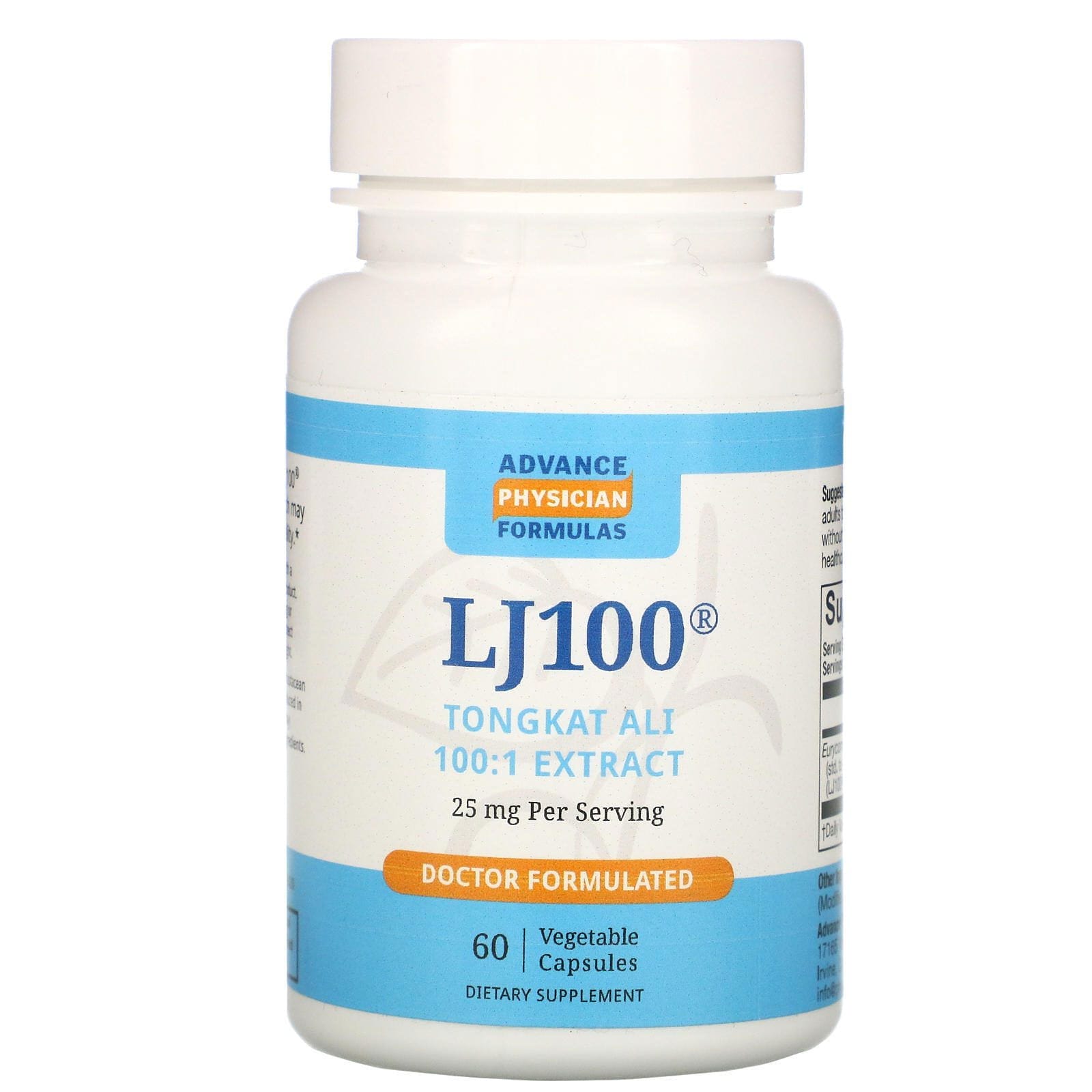 Advance Physician Formulas, LJ 100, 25 mg, 60 Vegetable Capsules