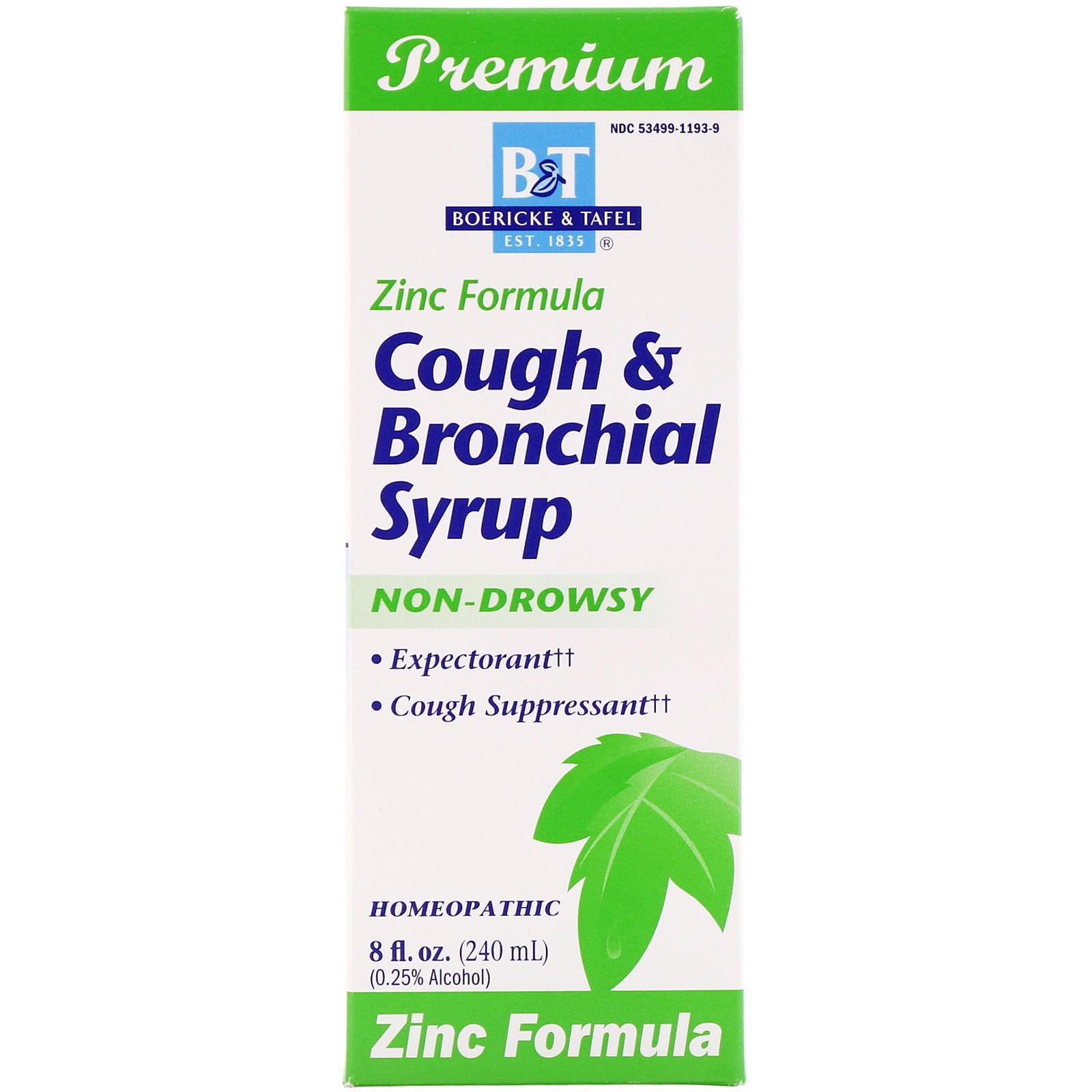 Boericke & Tafel, Cough & Bronchial Syrup, Zinc Formula, 8 fl oz