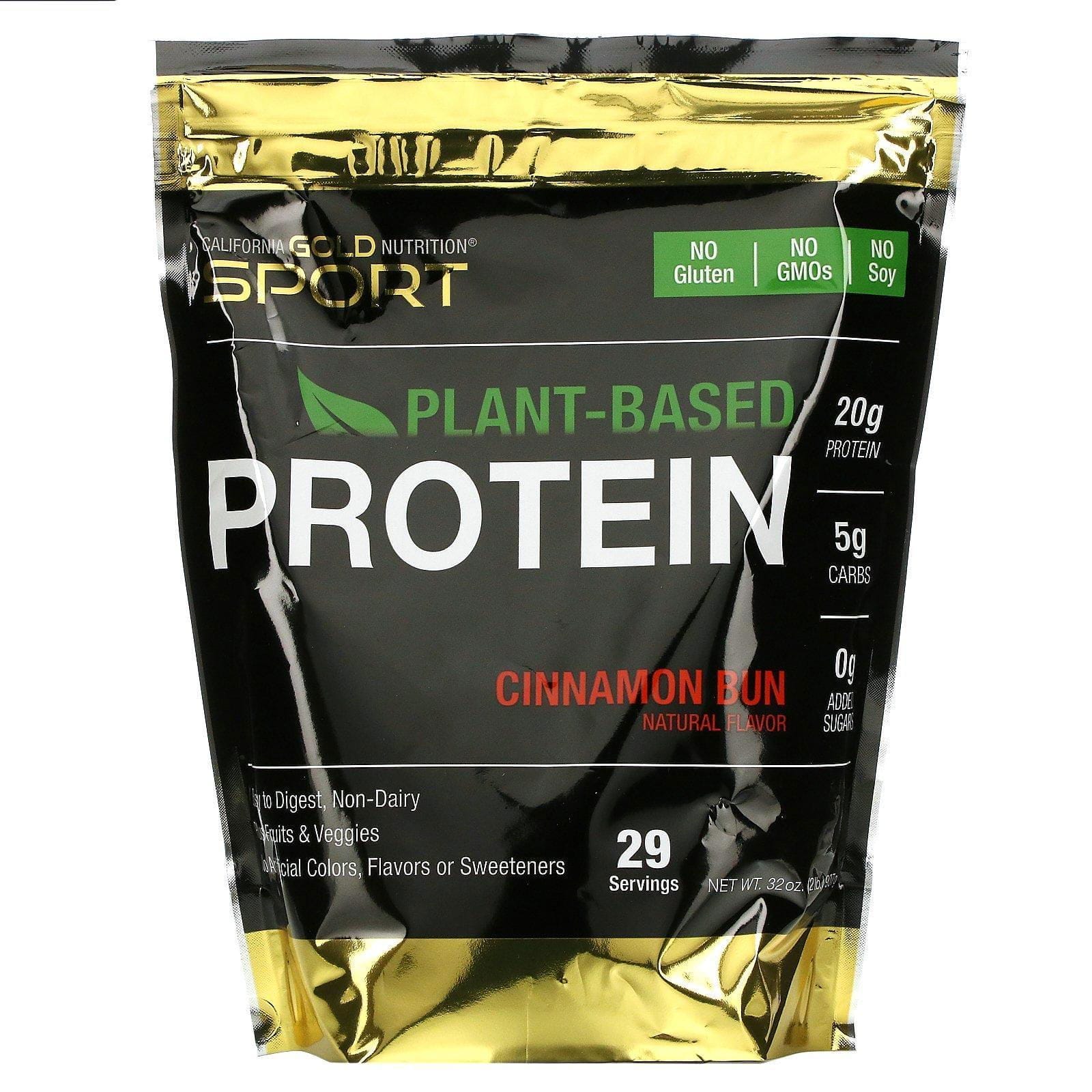 California Gold Nutrition, Proteína de origen vegetal con sabor a rollo de canela, Producto apto para veganos, Fácil de digerir, 907 g (2 lb)
