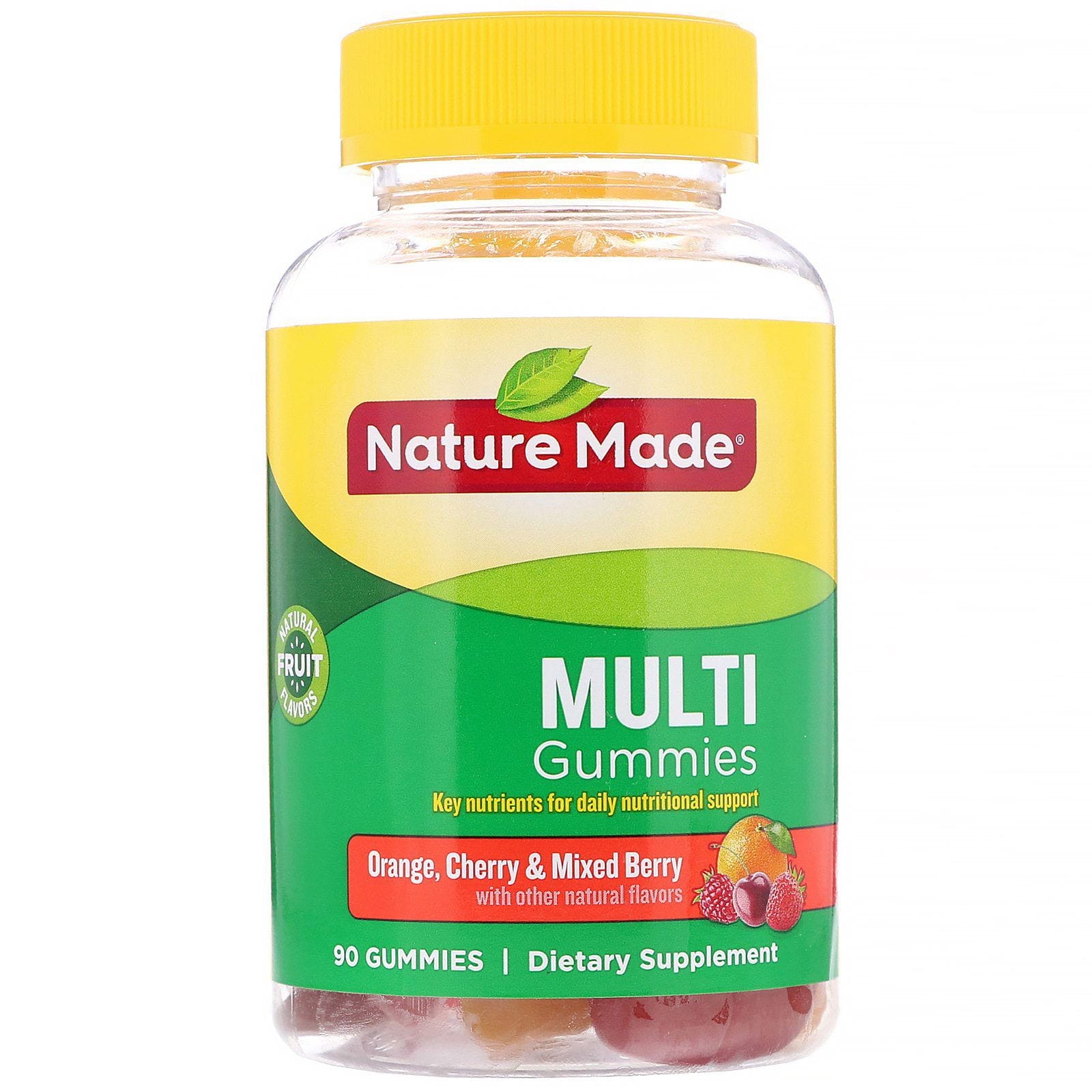 Nature Made, Gomitas multivitamínicas, Naranja, cereza y bayas mixtas, 90 gomitas