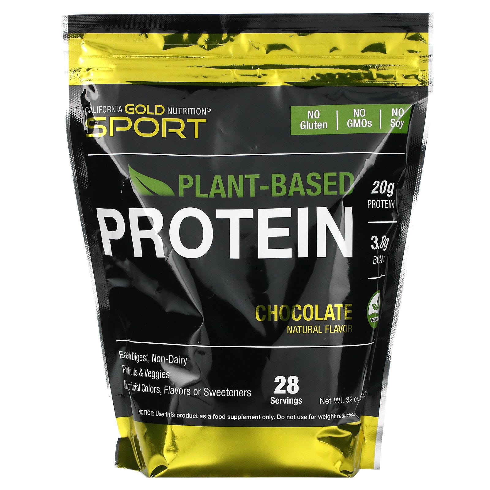 California Gold Nutrition, Proteína vegetal de chocolate, Vegana, De fácil digestión, 907 g (2 lb)