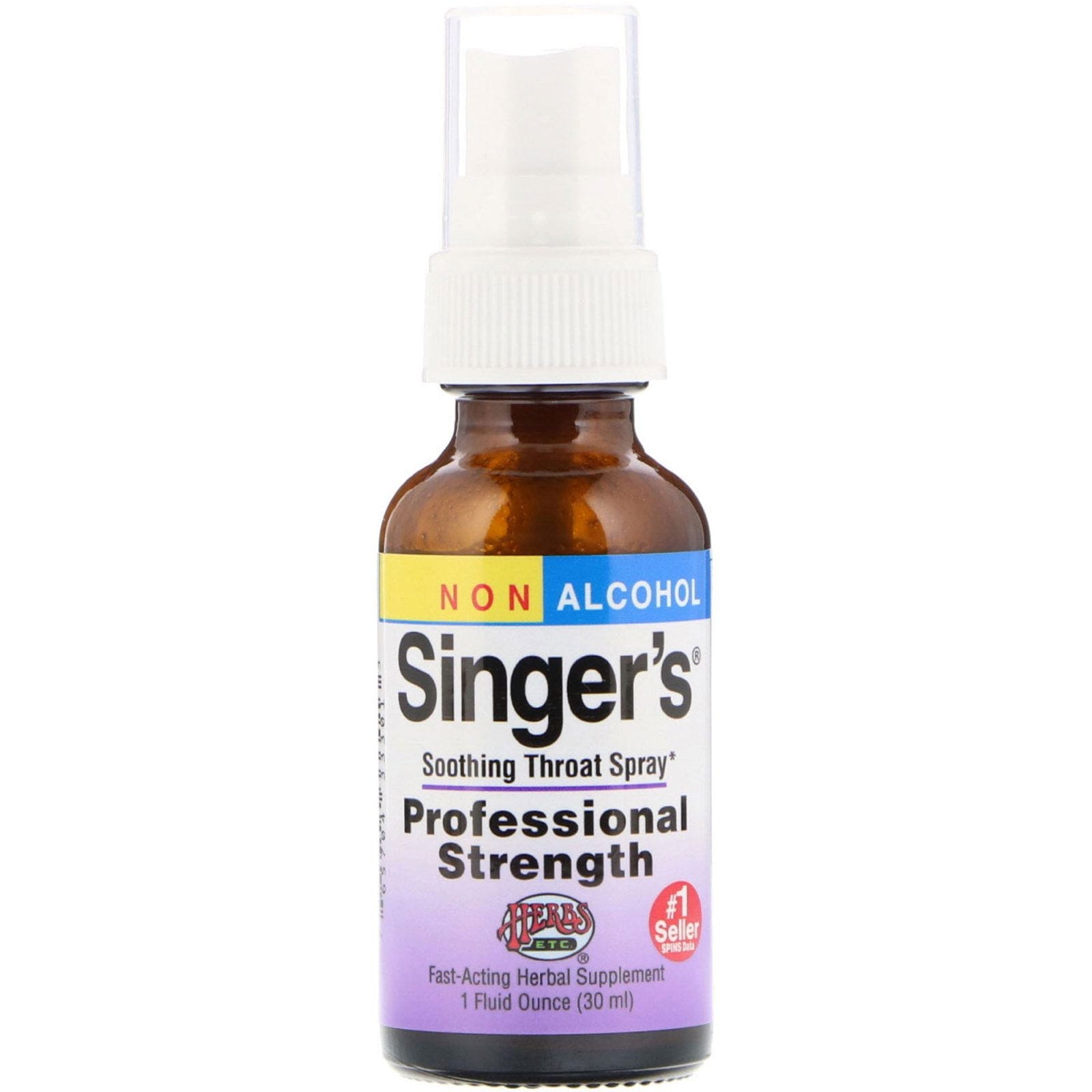 Herbs Etc., Singer, spray calmante para la garganta, sin alcohol, 1 fl oz (30 ml)