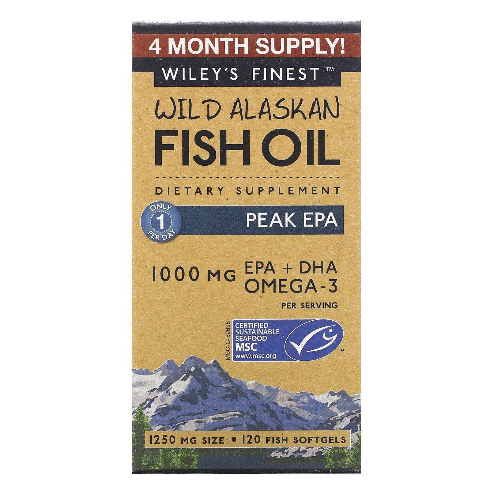 Wiley's Finest, Wild Alaskan Fish Oil, Peak EPA, 1,250 mg, 120 Fish Softgels